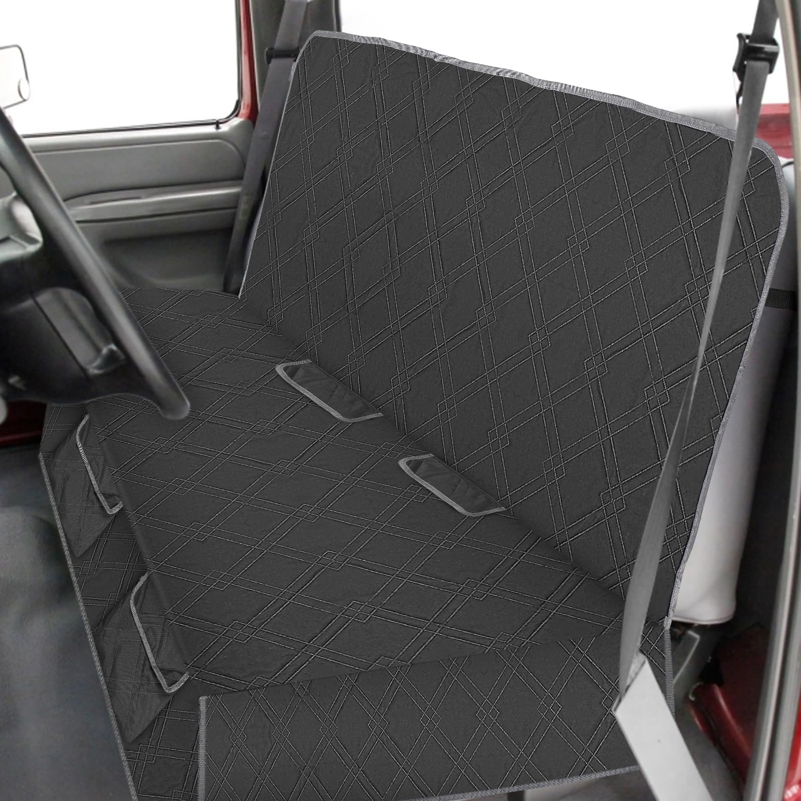 Kistrba Dog Car Seat Cover For Bench Seat No Headrest, Most Vintage Car And Classic Truck Bench Seat, 600D Oxford Scratch Proof