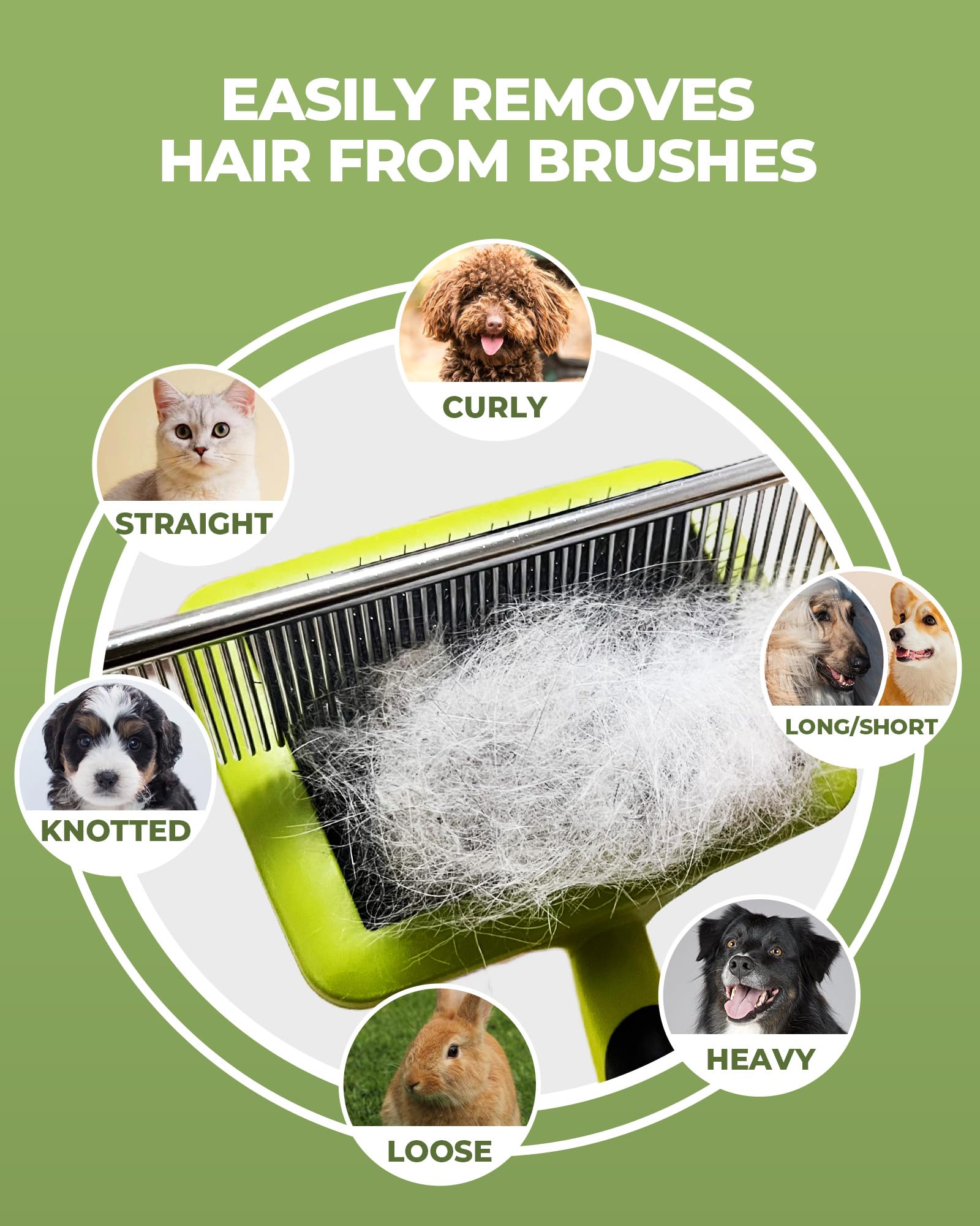 Kueiox Dog Brush For Shedding Grooming,6 Pack Long-Pin Brush Set For Long Haired Dog Cat Goldendoodles Poodles Doodles Green