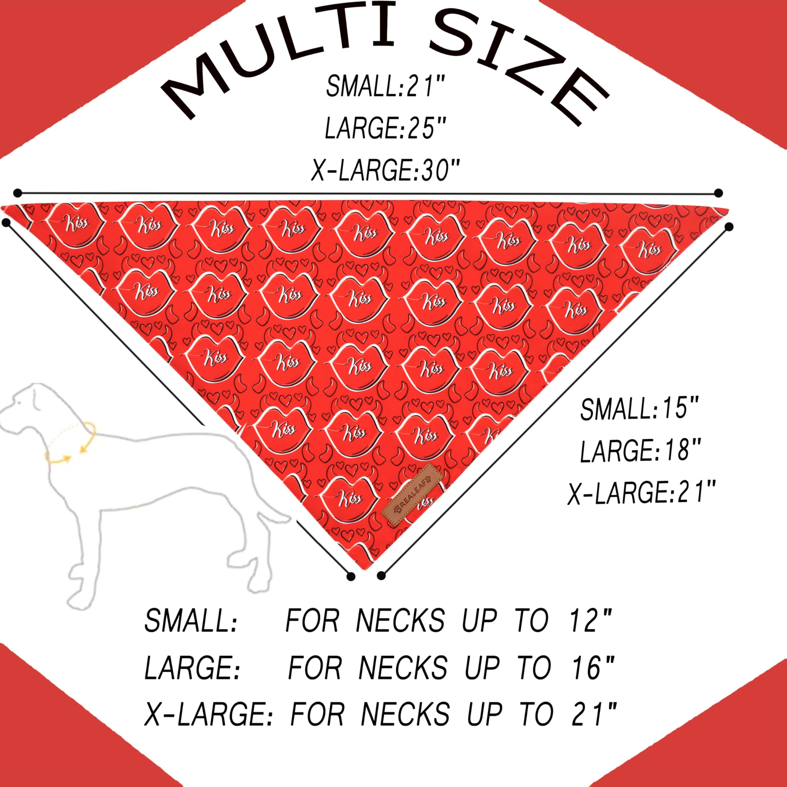 Realeaf Valentine'S Day Dog Bandanas 2 Pack, Reversible Heart Dog Scarf For Boy And Girl, Premium Durable Fabric, Holiday Love B