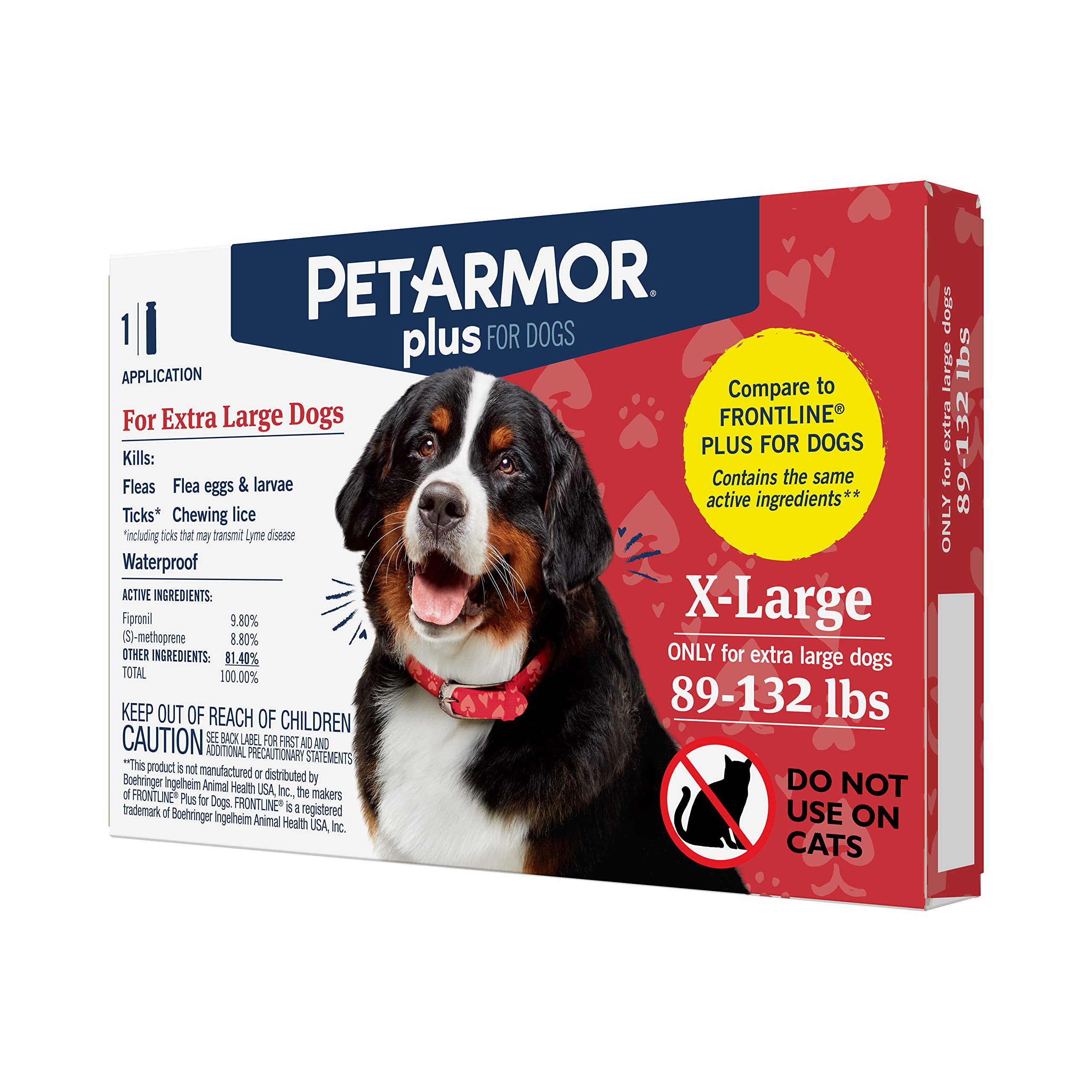 Petarmor Plus Flea And Tick Prevention For Dogs, Dog Flea And Tick Treatment, Waterproof Topical, Fast Acting, X-Large Dogs (89-