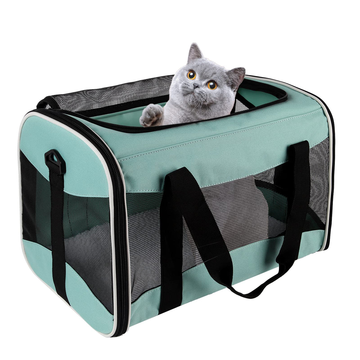 Cat Carrying Case - Pet Carrier, Up To 30Lbs Soft Sided Protable And Breathabl Pet Travel Carrier, Pet Travel Carrier Removable Fleece Pad, Collapsible For Large Cats Small Dogs(X-Large, Green)