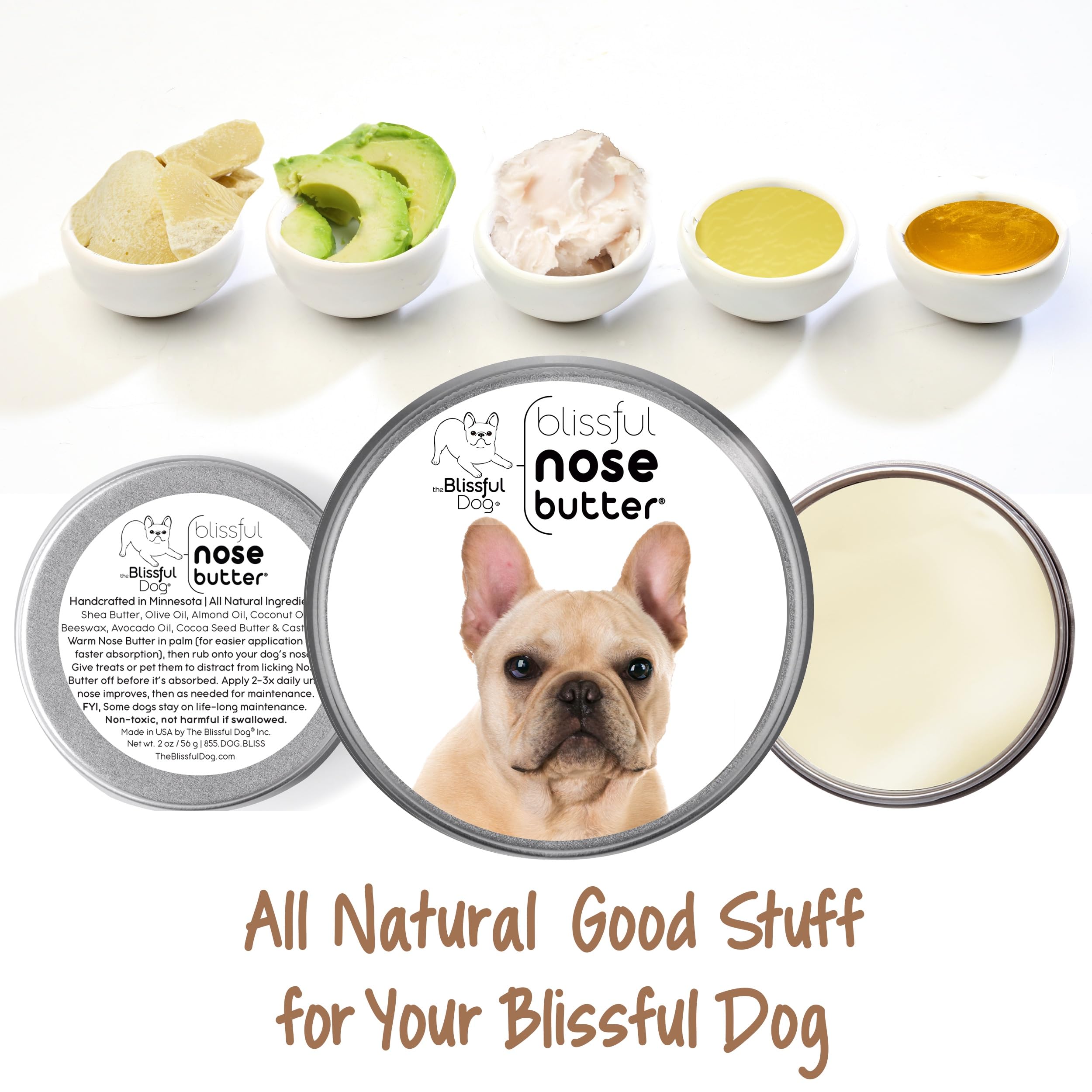 The Blissful Dog French Bulldog Fawn Unscented Nose Butter - Dog Nose Butter, 8 Ounce