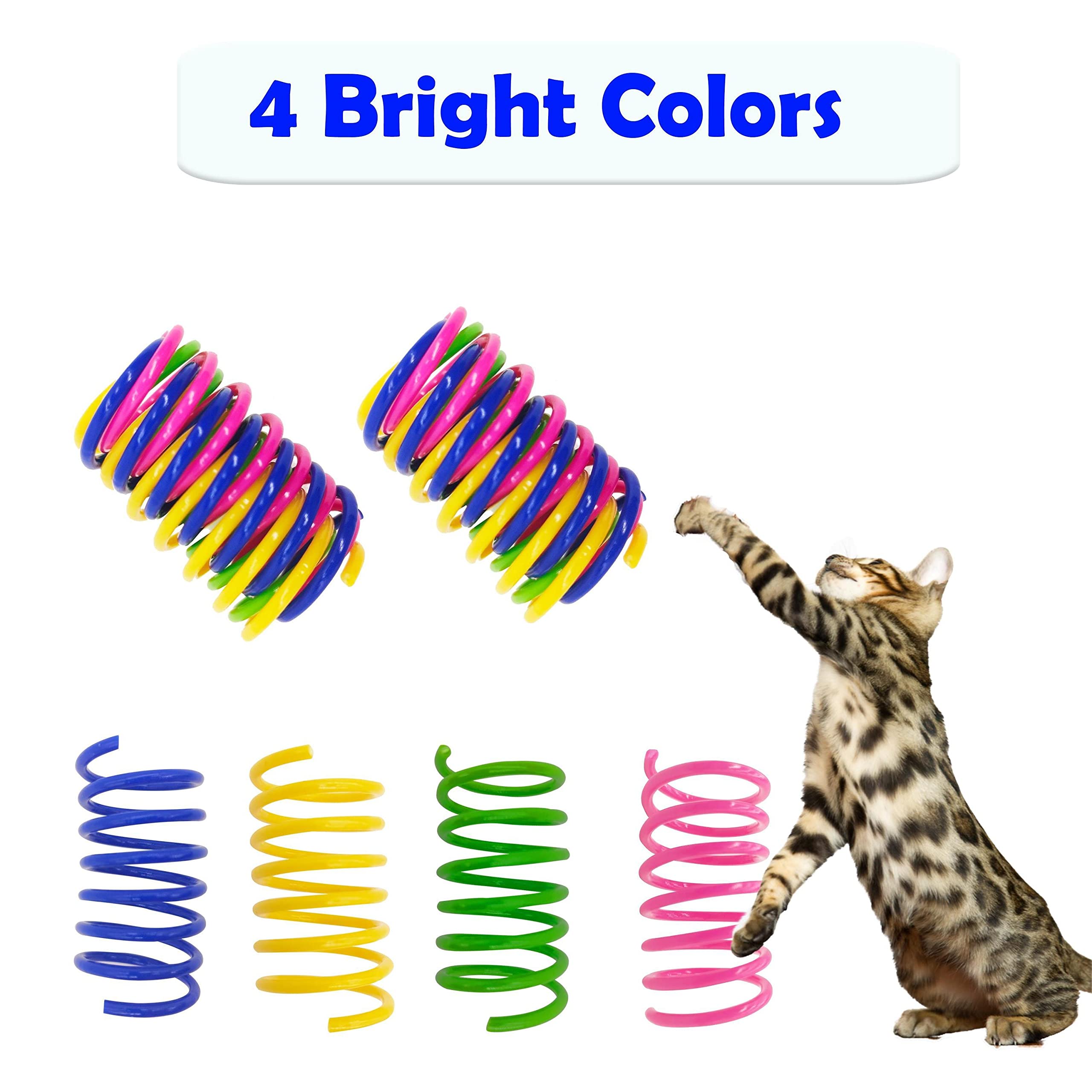 Quvovid Cat Spring Toys 40 Packs Colorful Plastic Spring Coils Attract Cats To Swat, Bite, Cat Toys For Indoor Cats For All Bree
