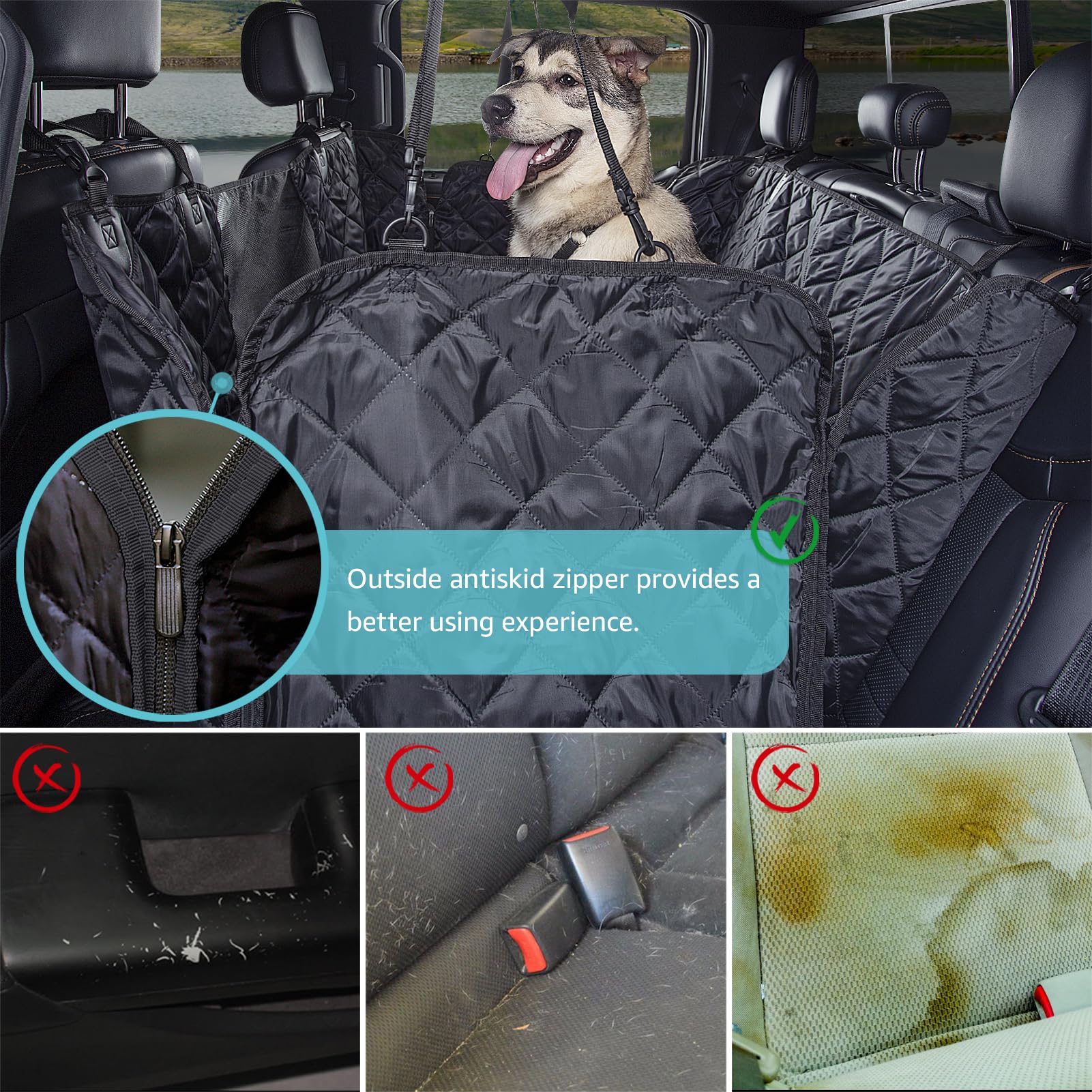 Comwish Dog Seat Cover For Truck With Mesh Window, Waterproof Dog Hammock For Truck Back Seat With Durable Scratchproof Nonslip