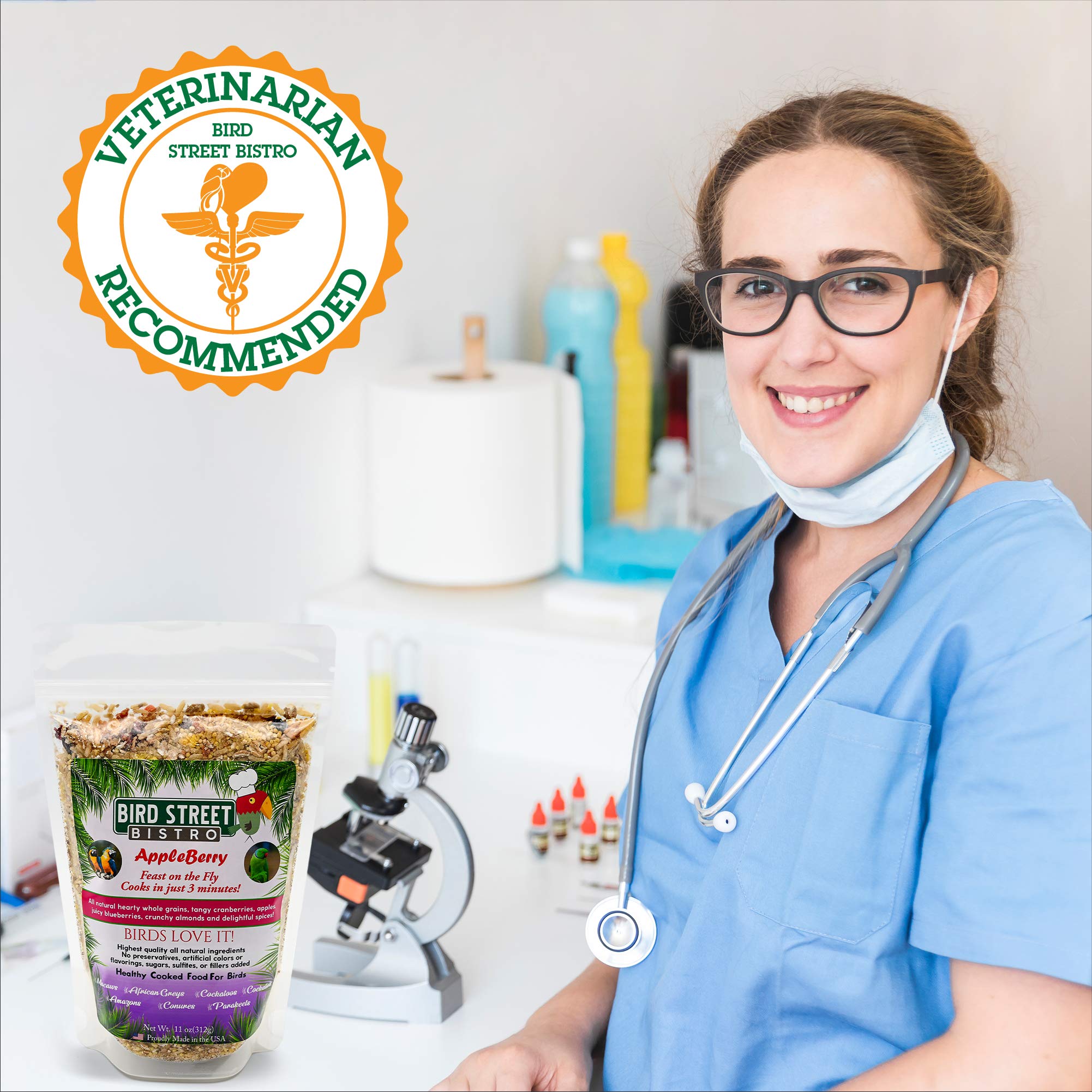 Bird Street Bistro Parrot Food - Parakeet & Cockatiel Food - Cooks in 3-15 min with Natural & Organic Grains, Legumes, Non-GMO F