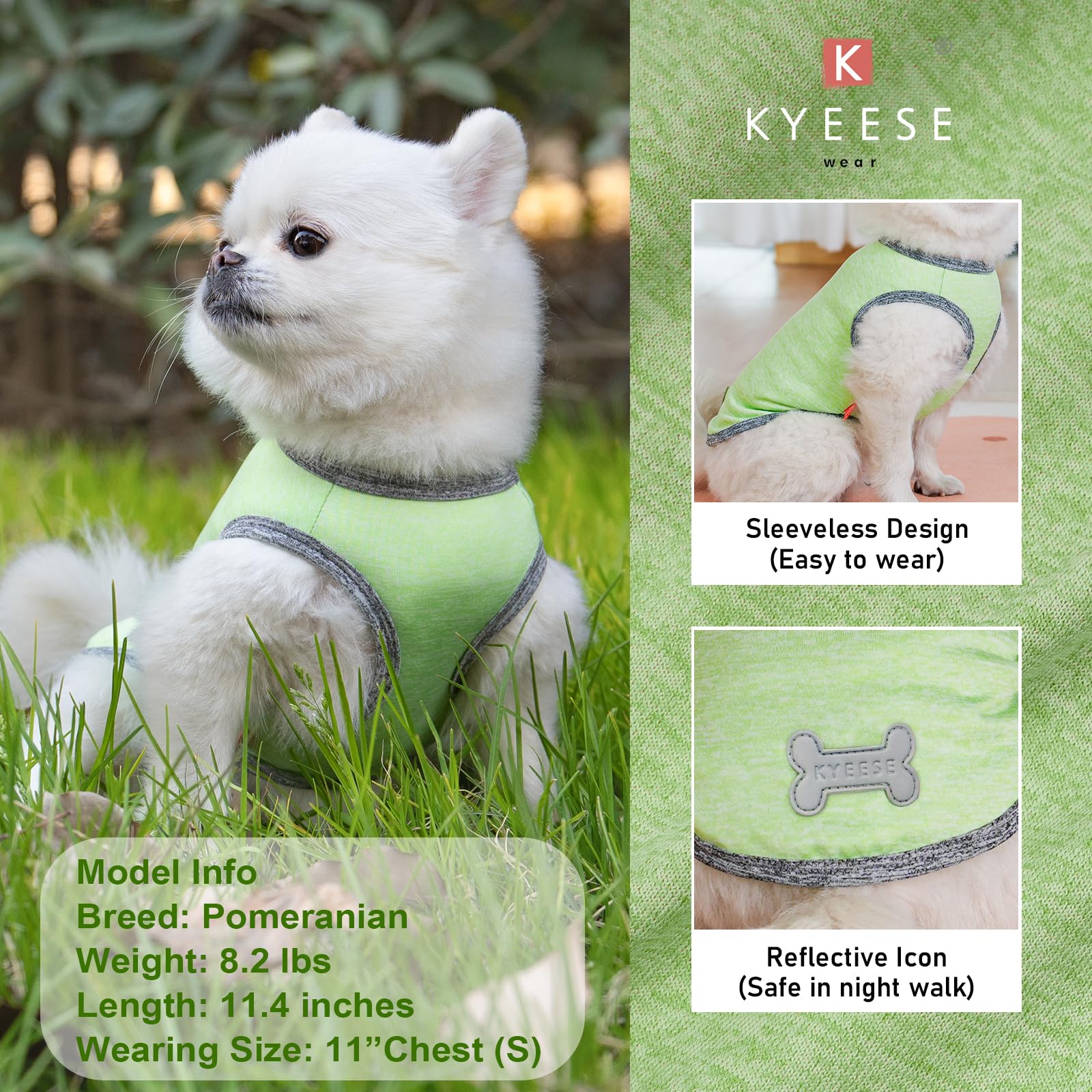 Kyeese 2Pack Dog Shirts Stretchy Sleeveless Vest With Reflective Label Quick Dry Pet Shirt For Small Dogs Sun Protection Dog T S