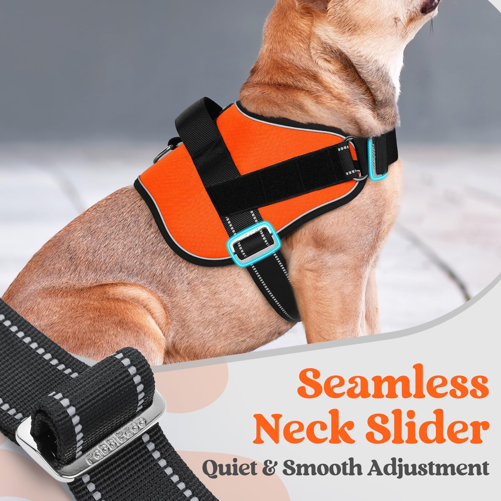 Rabbitgoo Dog Harness Medium Sized, Easy On Pet Vest With One Buckle, No Pull Adjustable Service Harness With D-Ring & Handle, R