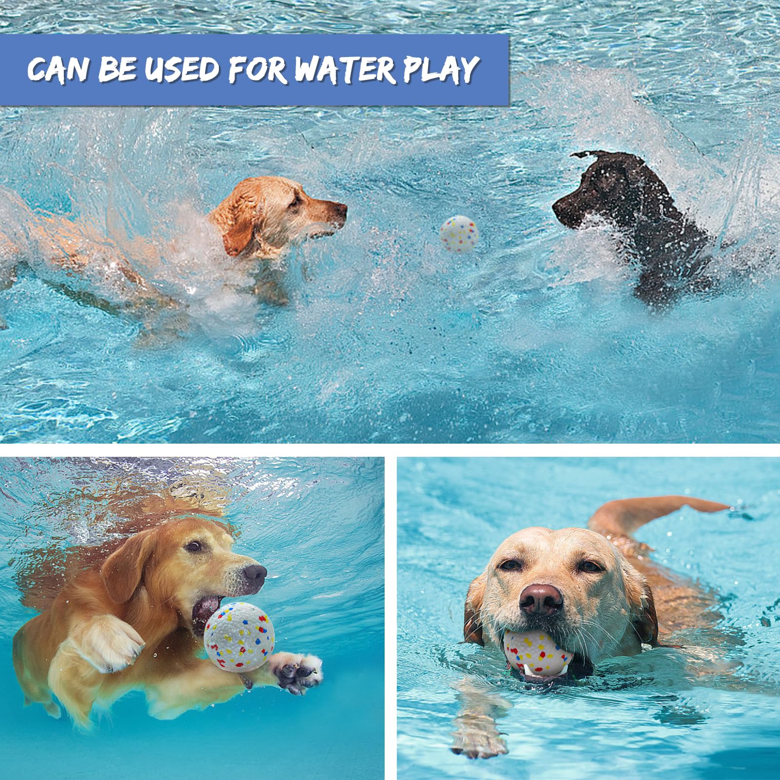 4-Pack Dog Balls Tennis Ball Toys Dog Toys For Aggressive Chewers Durable Teething Chew Toys Water Toy Fetch Balls For Large Med