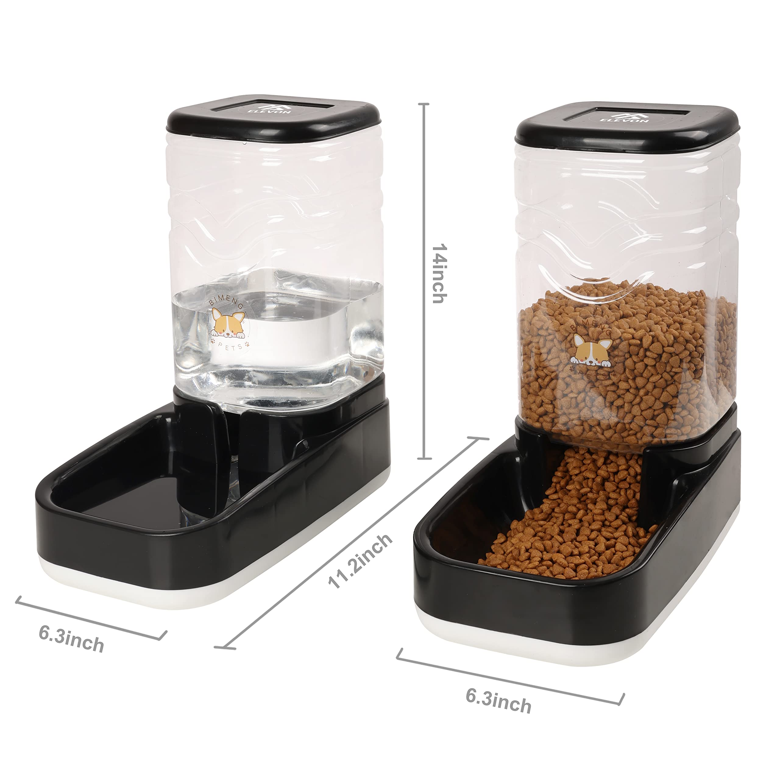 Elevon Automatic Cat Feeder, Gravity Food and Water Dispenser Bowl Set for Small Medium Dogs Animals, Pet Feeder Dispenser Stora