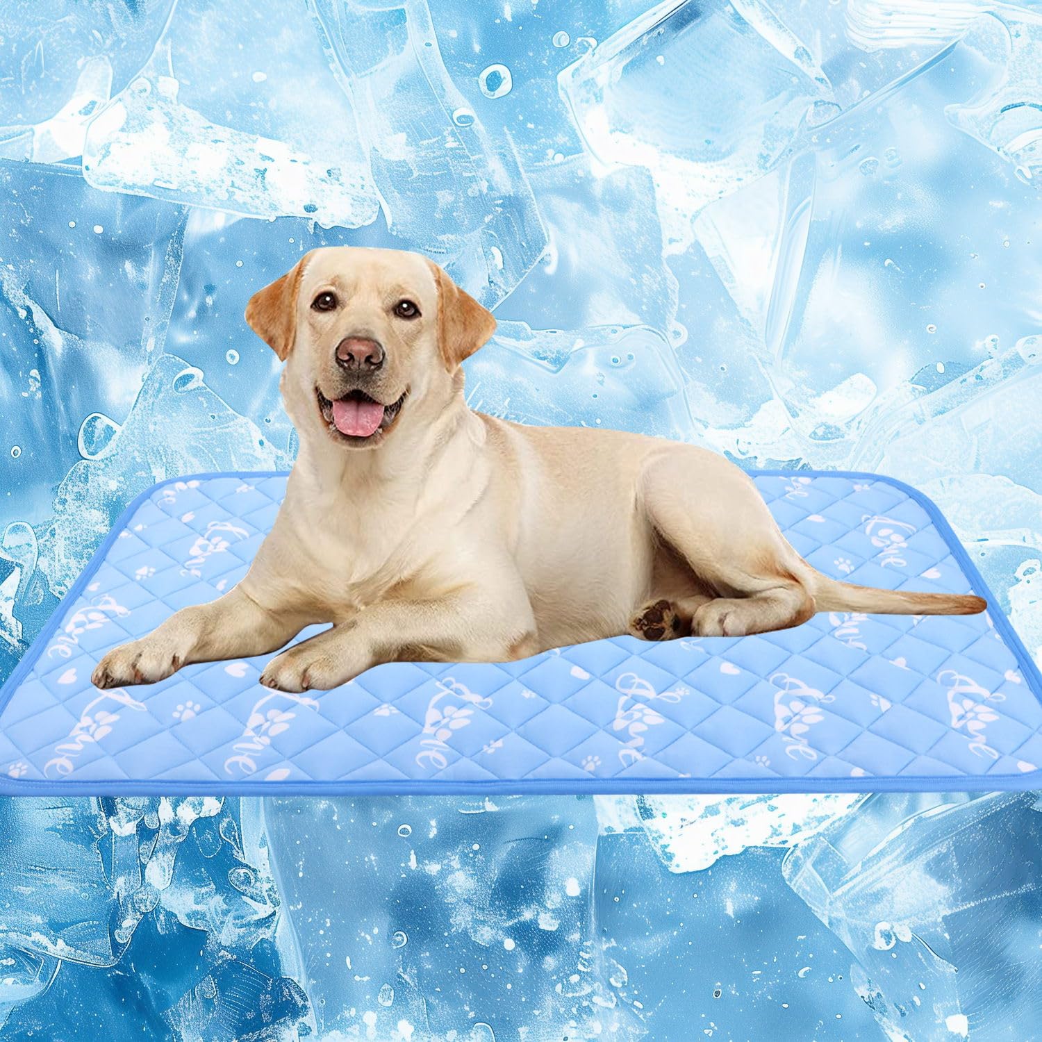 MH MYLUNE HOME Dog Cooling Mat 48x28 Inch - Double-Sided Cooling & Warm, Arc-Chill Cooling Fiber, Endothermic Color Changing Pet