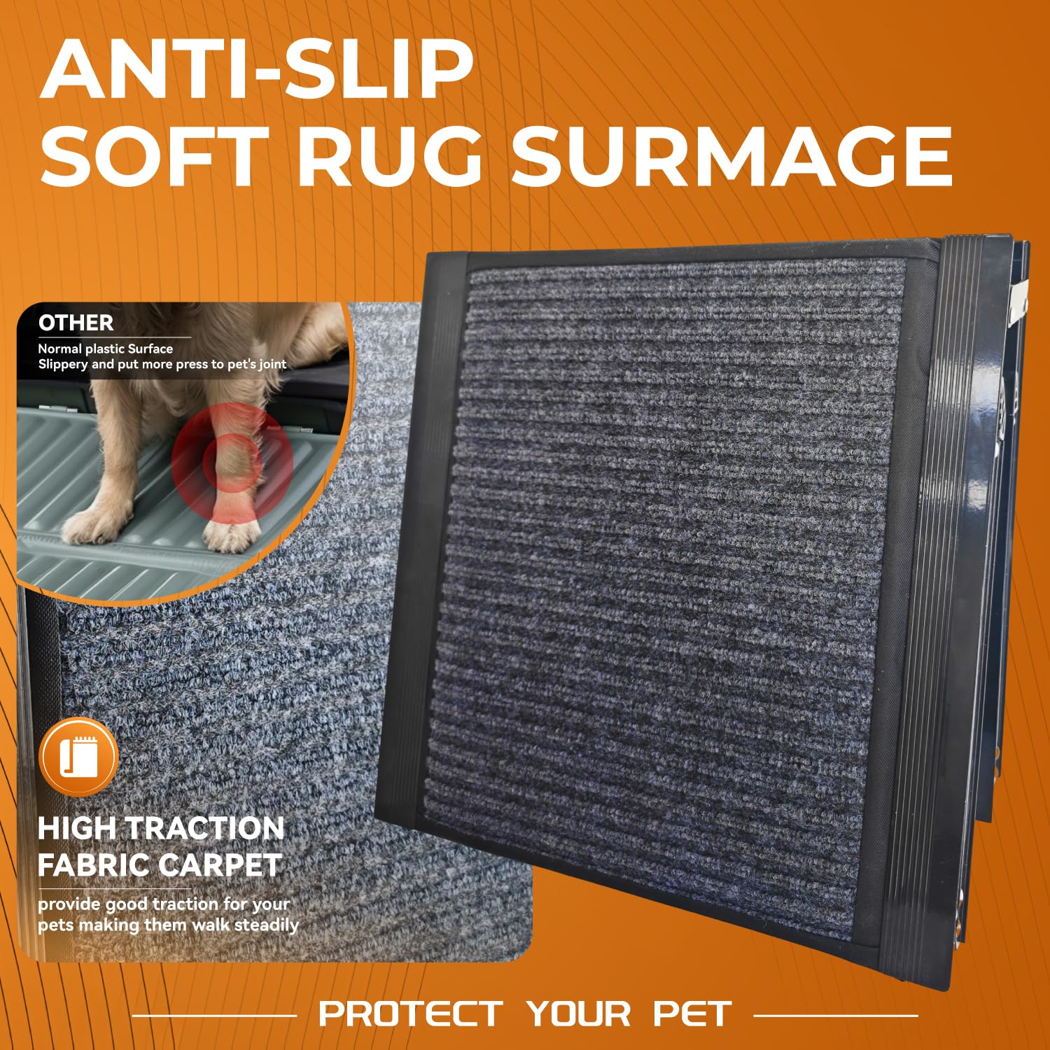 Dog Ramp For Car,63'' Long & 17'' Wide Folding Portable Dog Car Ramp With Non-Slip Rug Surface Car Ramp For Dogs Pet Ramp Dog Ra