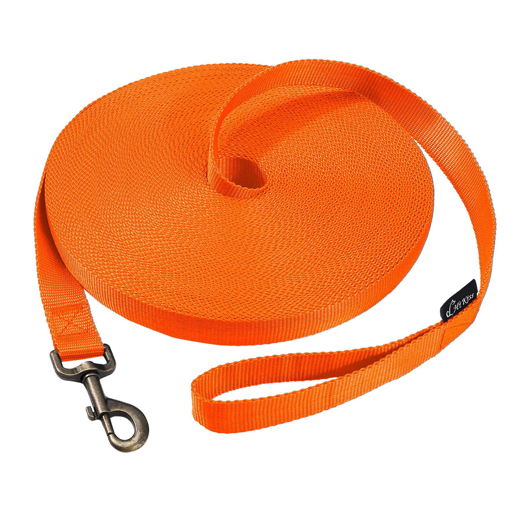 Hikiss Long Dog Leash Obedience Recall Training Agility Lead With Thickening Material For Large Dog - 15Ft 20Ft 30Ft 50Ft 100Ft Training Leash(Orange 15Ft)