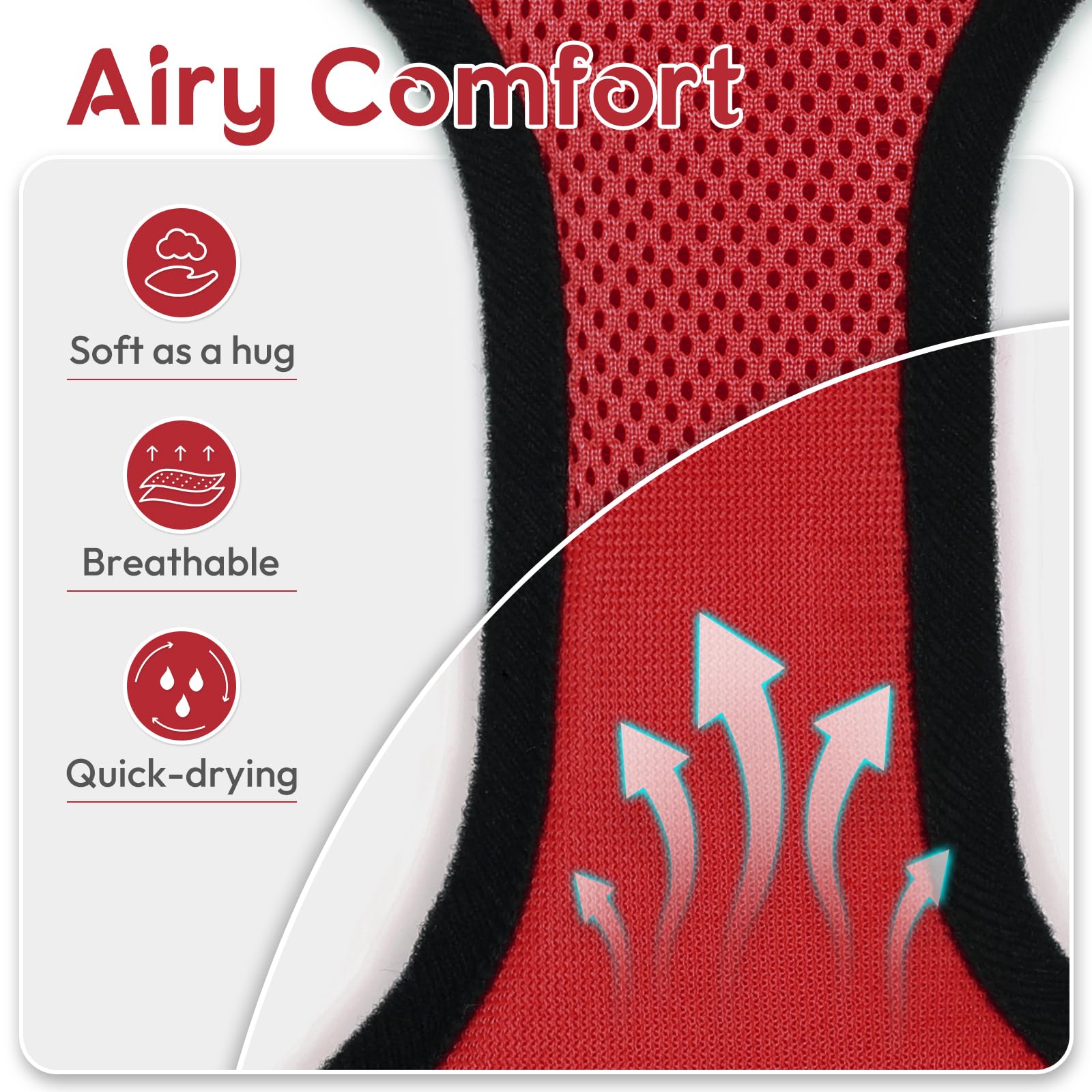 Dooradar Cat Harness And Leash Set, Escape Proof Safe Adjustable Kitten Vest Harnesses For Walking, Easy Control Soft Breathable Mesh Jacket With Reflective Strips For Cats, Red, Xs