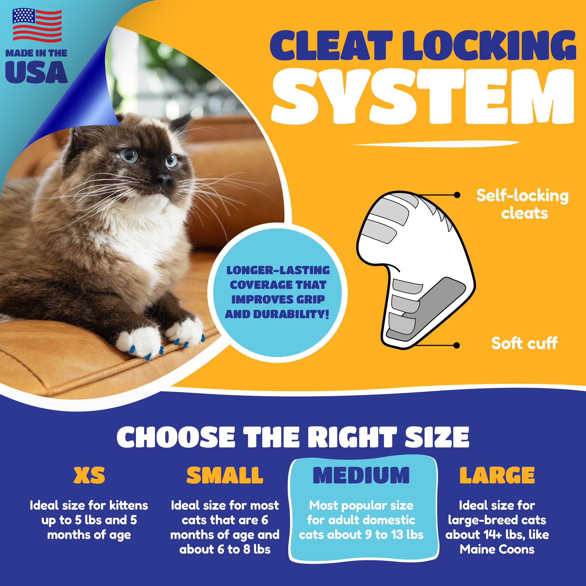Soft Claws Safe Scratch-Free Solution For Cats - Cls (Cleat Lock System), Size: Small, Color: Black