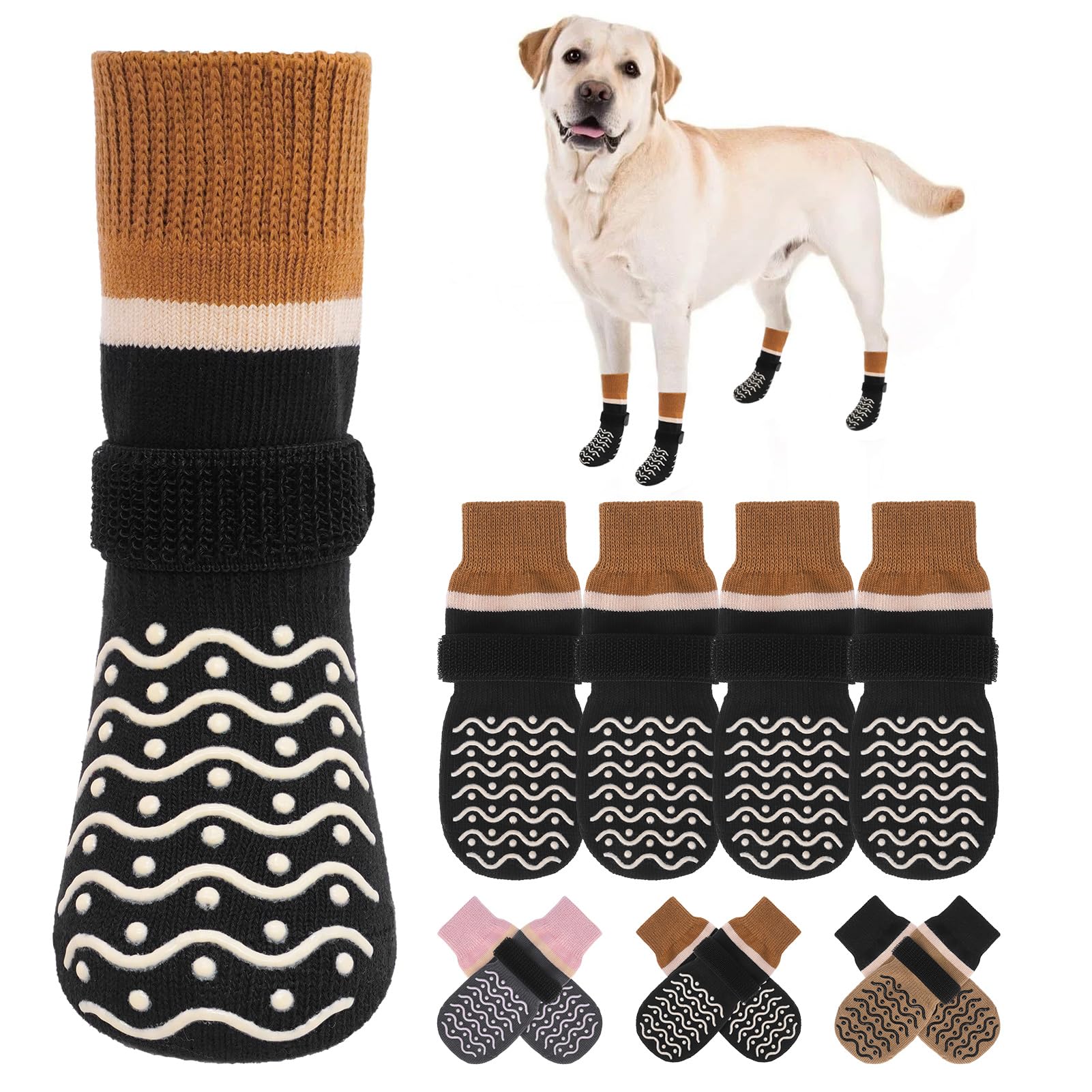 Beautyzoo Dog Socks, Non Slip Dog Socks To Prevent Licking Paws -Dog Boots & Paw Protectors With Grippers On Hardwood Floors, Do