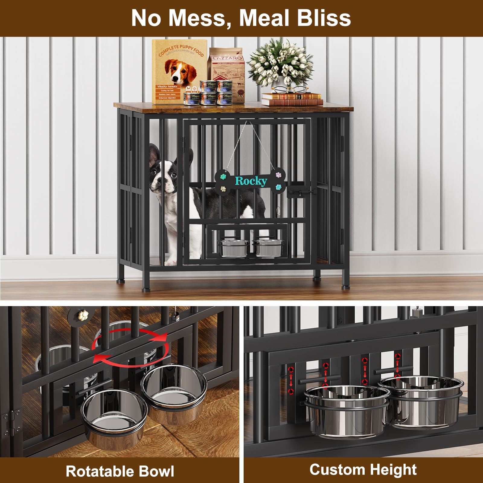 Easycom 31 Dog Crate Furniture Foldable, No Assembly Decorative Dog Kennel Indoor, Dog Crates for Medium Dogs(20-40 lb), Wooden