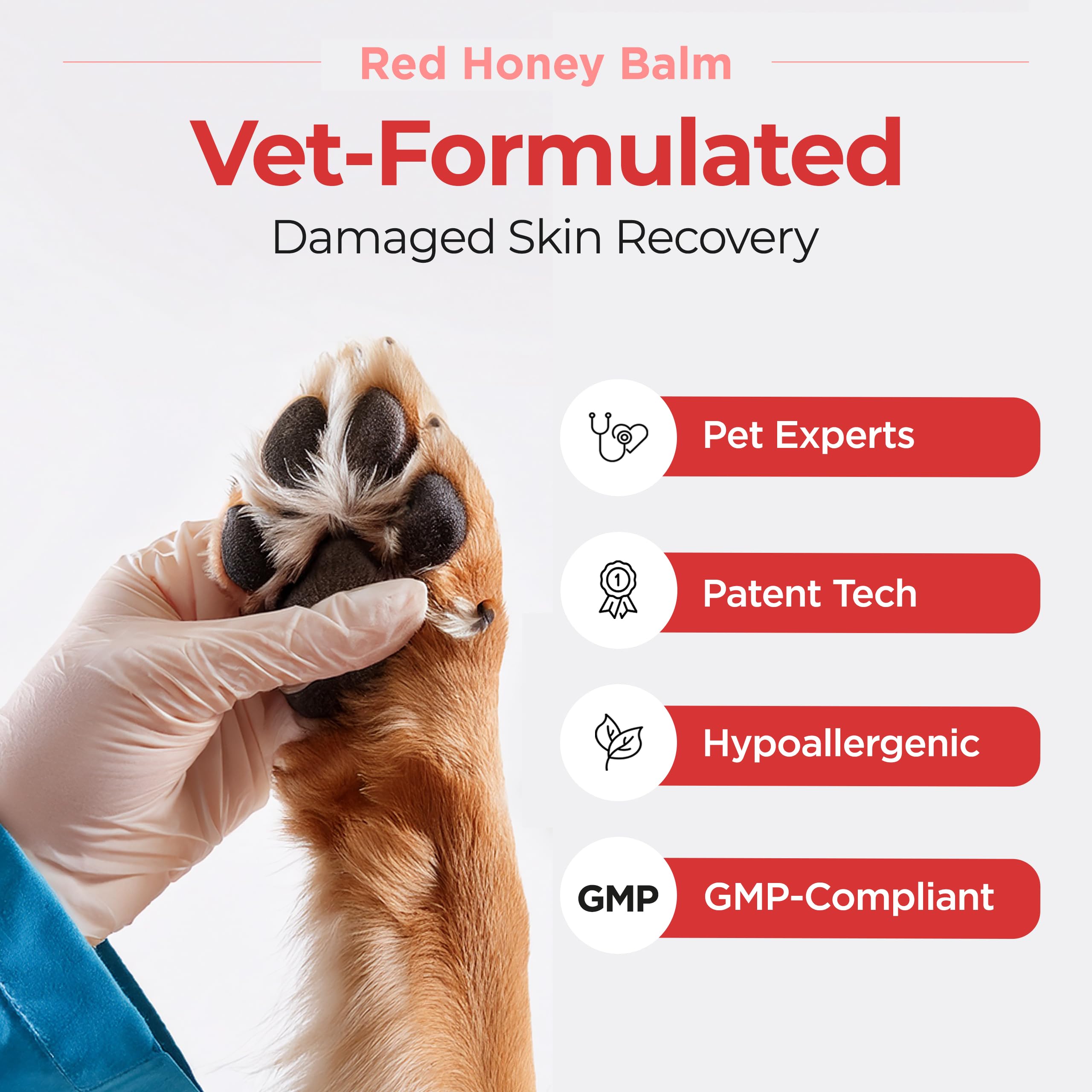 JAYU PET Red Honey Balm - Long Lasting Dog Cat Skin Nose Paw Wax Balm, Anti Slip & Help Reduce Licking, Dry Cracked Chapped Pad