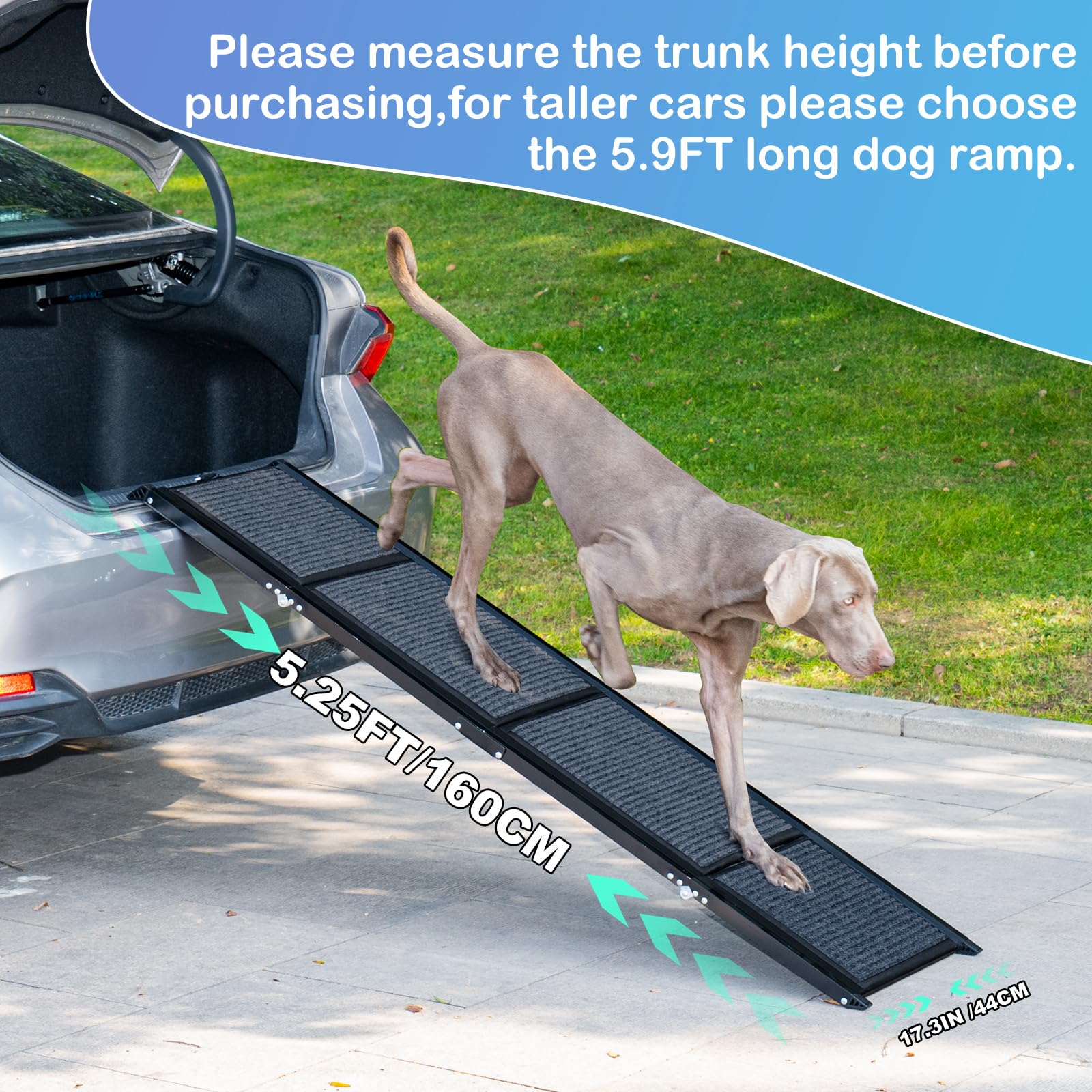 Uross Dog Ramp For Car 63'' Long - Collapsible Pet Ramps For Large Dogs Suv Truck Folding Outdoor Dog Ramp For Porch Steps