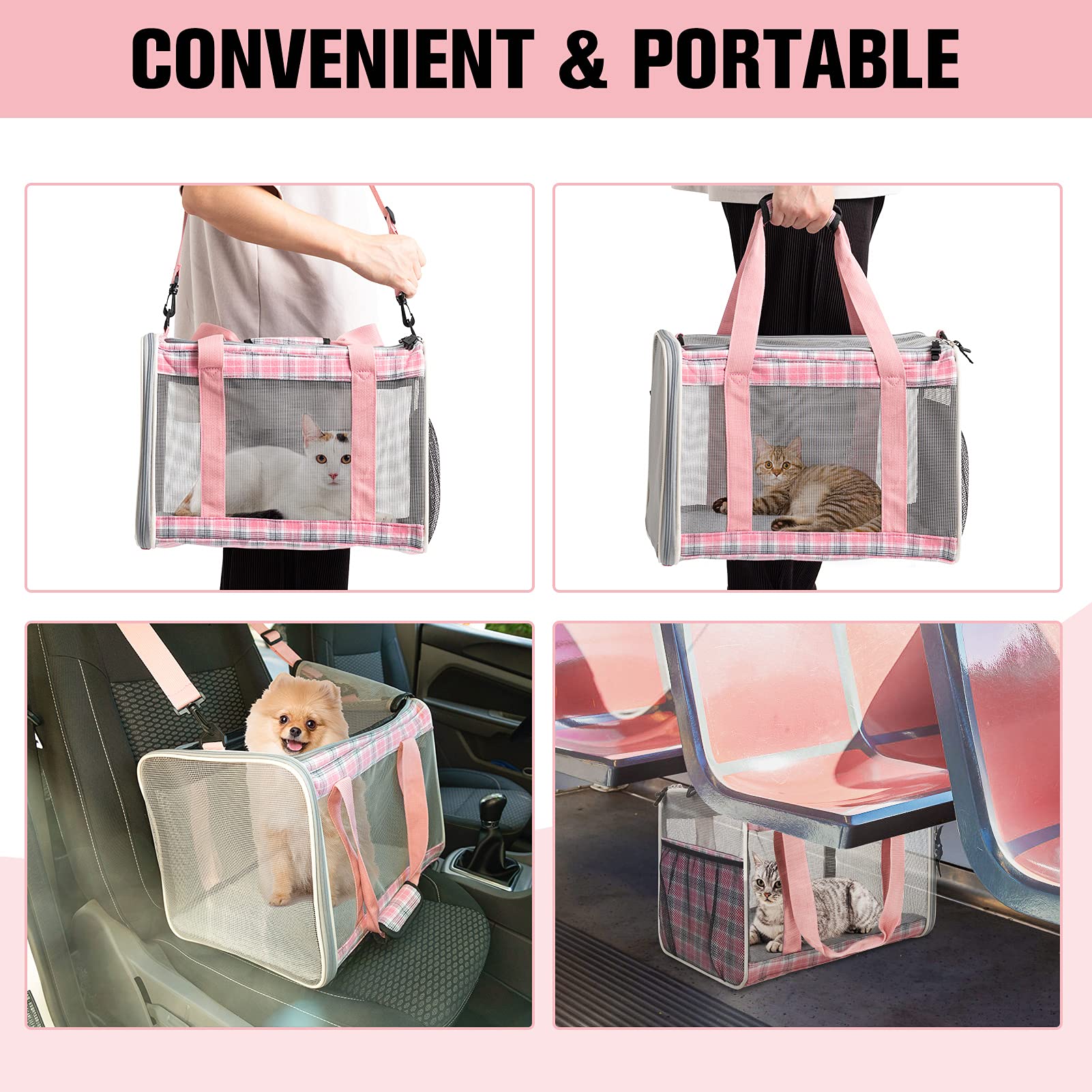 Expawlorer Cat Carrier Large, Soft-Sided Pet Carrier For Cat,Top Load Cat Travel Carriers For Medium Cats Under 25, Airline Approved Pet Bag Carriers Fit 2 Kitties Small Dogs