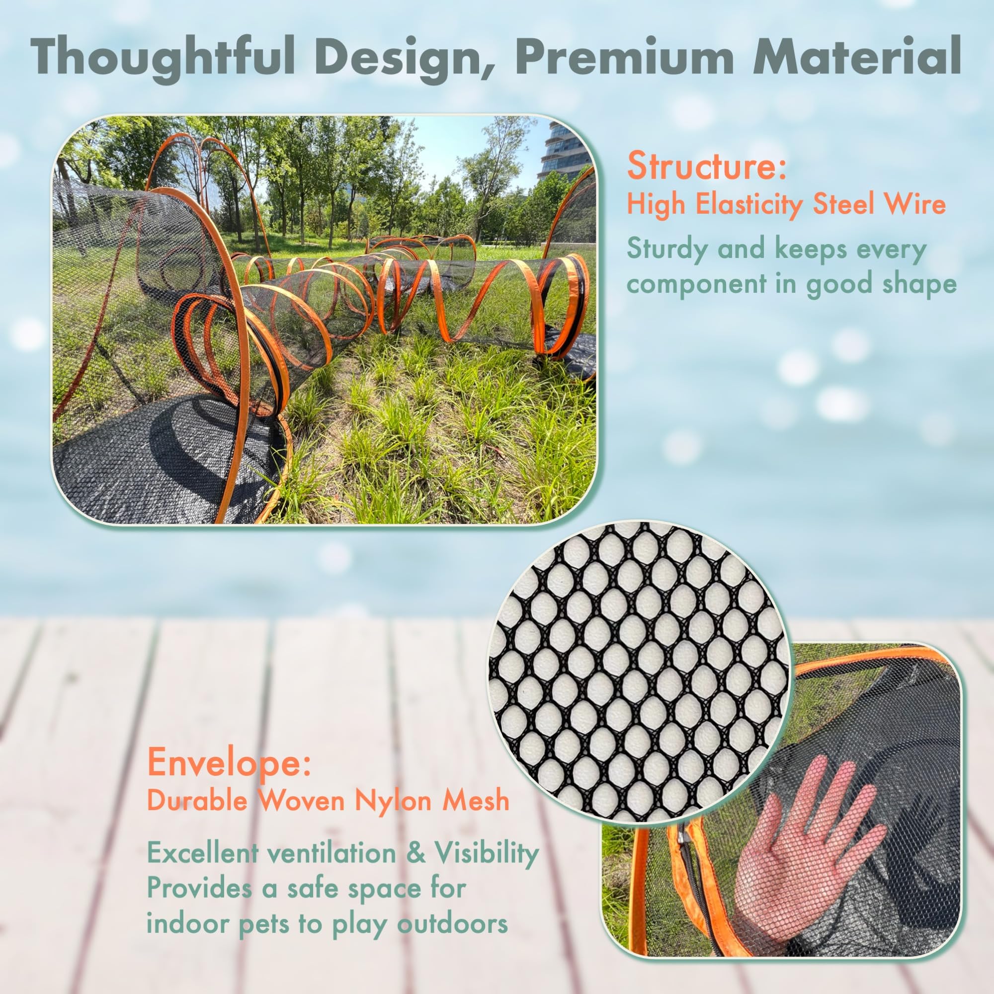 Outdoor Indoor Pet Cross Tunnel, Easy Assembly Pop-Up Mesh Cat Play Toy, Portable Foldable Soft Enclosure For Kitty Puppy Rabbit