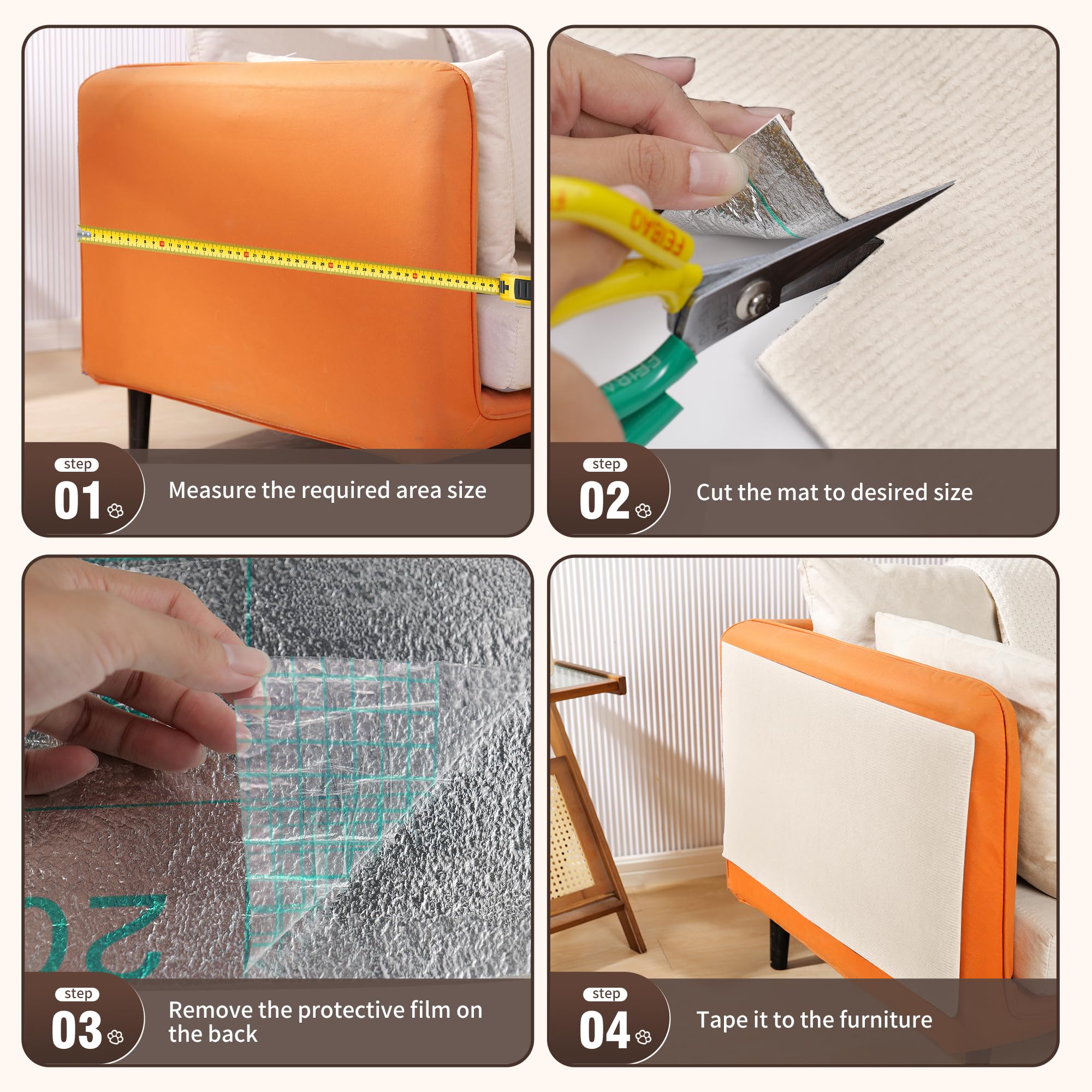 78.7X15.8Inch Cat Scratch Furniture Protector, Self-Adhesivet Scratch Mats Deterrent For Furniture, Diy Climbing Cat Scratcher C