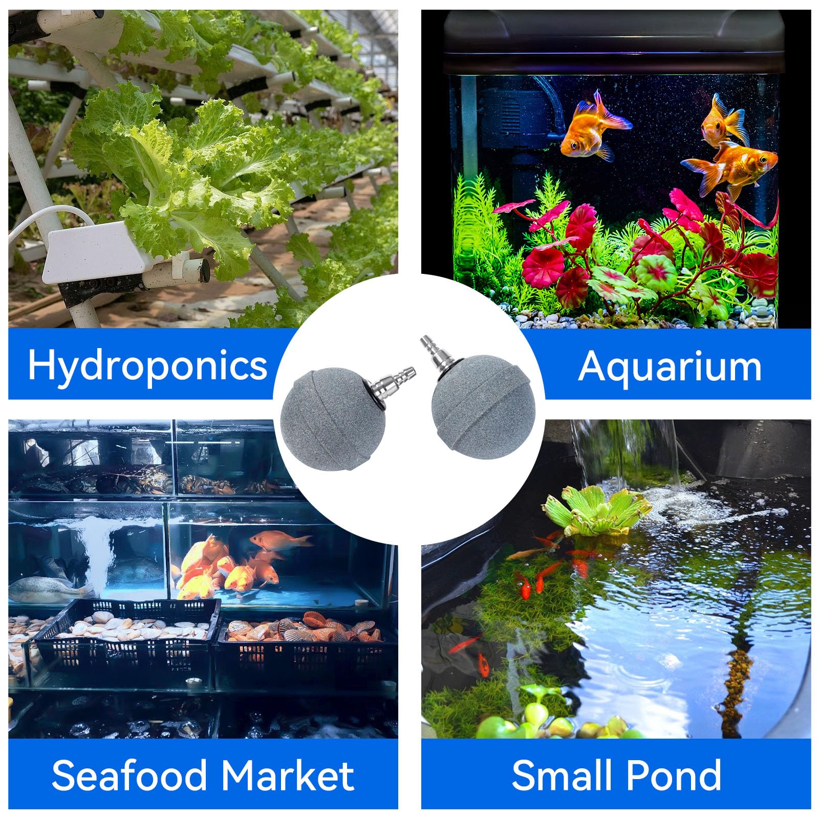 Aquaneat Pond Air Stone 2 Inch, Long Lasting Aerator Oxygen Diffuser, Air Pump Accessories For Aquarium, Fish Tank, Hydroponics, Ponds And Dwc Reservoirs 2 Pack