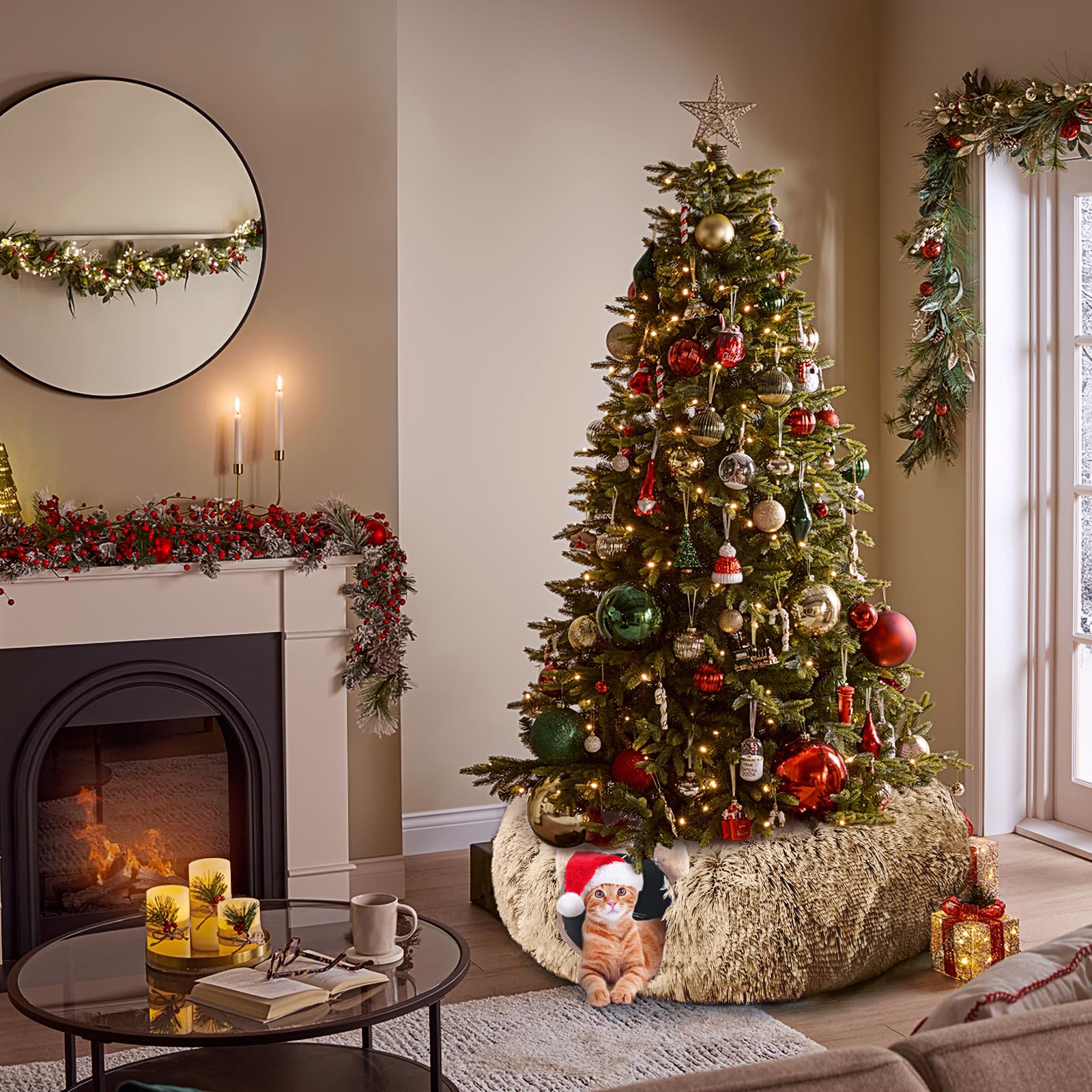 Cat Tunnel With Cat Bed For Indoor Cats, Soft Plush Peekaboo Cat Cave Donut Tunnel, Multifunctional Playground Toys Hideplace For Small Medium Large Kittens, Rabbit, Ferret, Brown