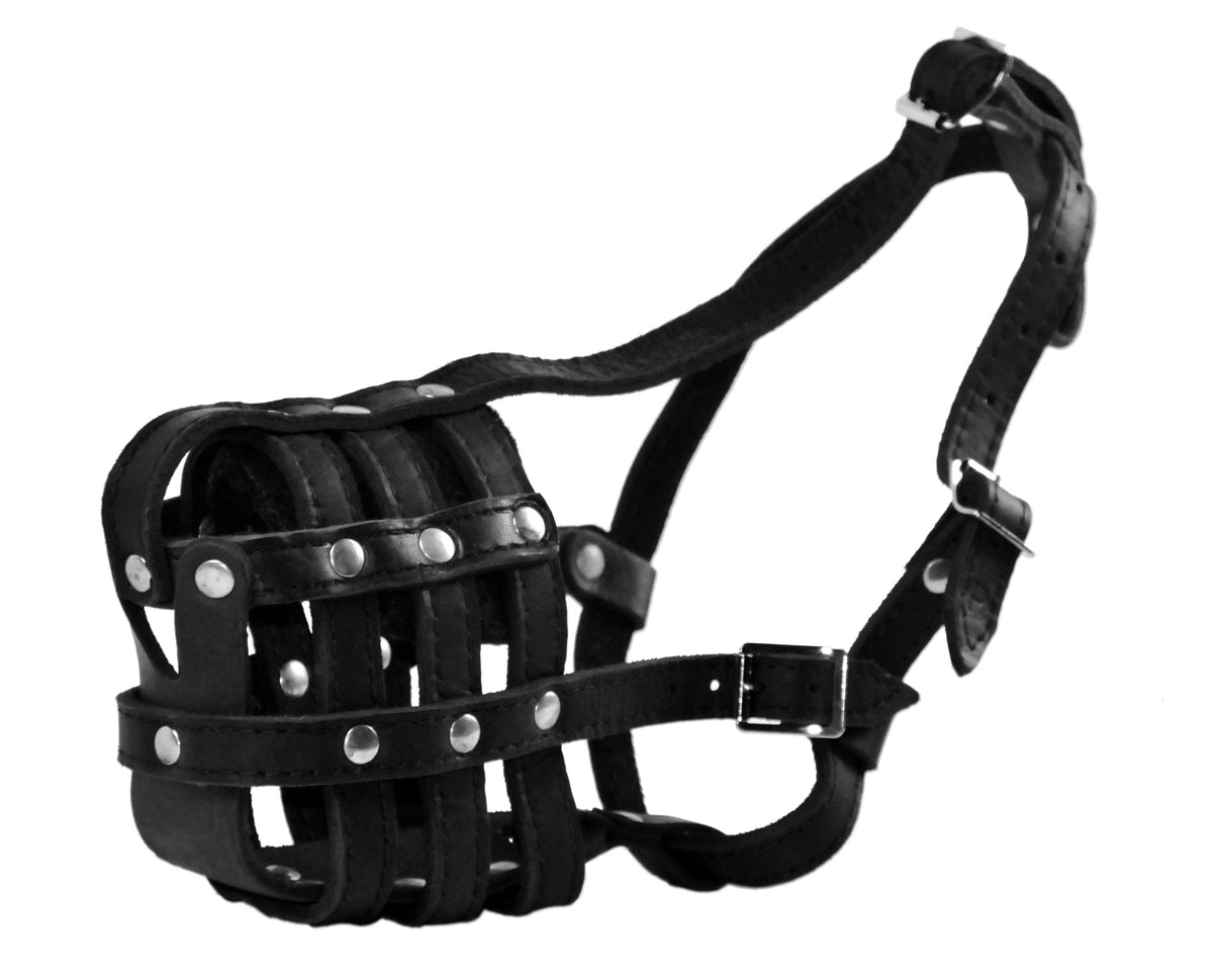 Dean And Tyler Leather Basket Muzzle, Size No. F - French Bulldog