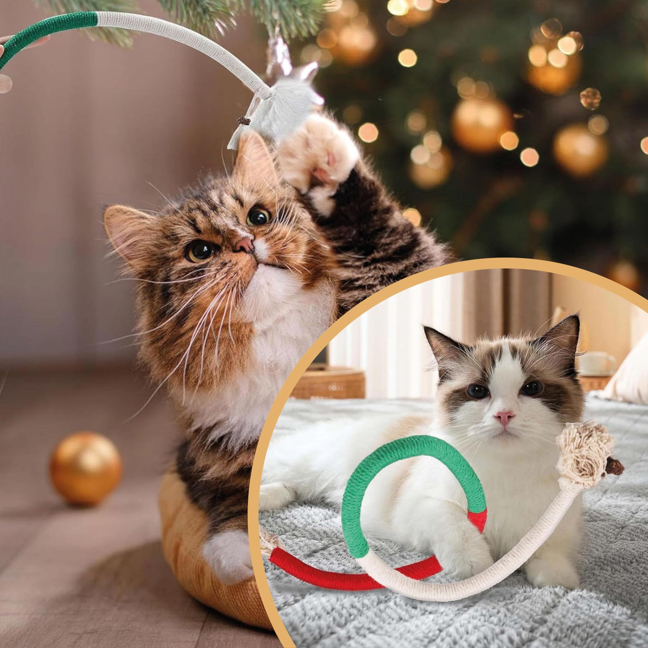 La Luz Cat Chew Ropes 3 Pack With Natural Catnip, Interactive Catnip Toys For Indoor Cats, Safe Teeth Cleaning Kitten Rope Toy,