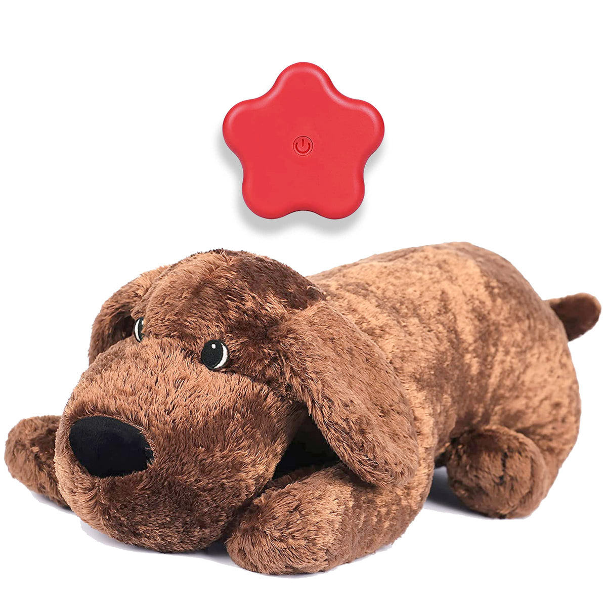 Dog Heartbeat Toy For Puppy Anxiety Relief, Heartbeat Stuffed Animal Heartbeat Plush Toy For Small, Medium, And Large Dogs (Brow