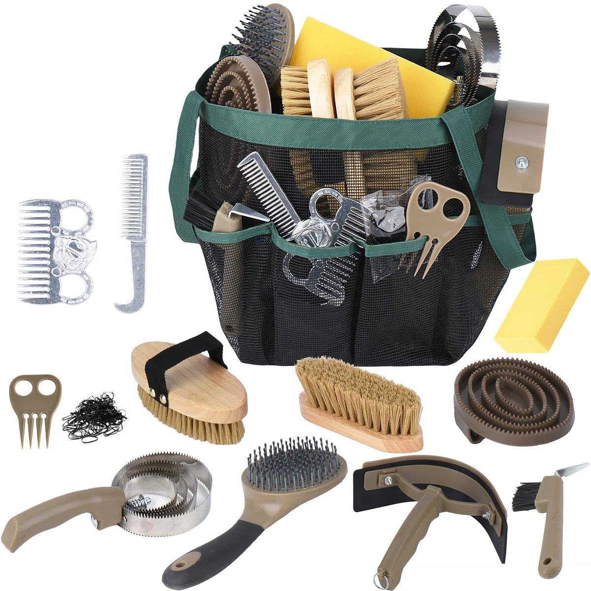 Terpup Horse Grooming Kit 13 Piece, Horse Brushes For Grooming Supplies Set With Organizer Bag, Horse Braiding Kit, Horse Brush 