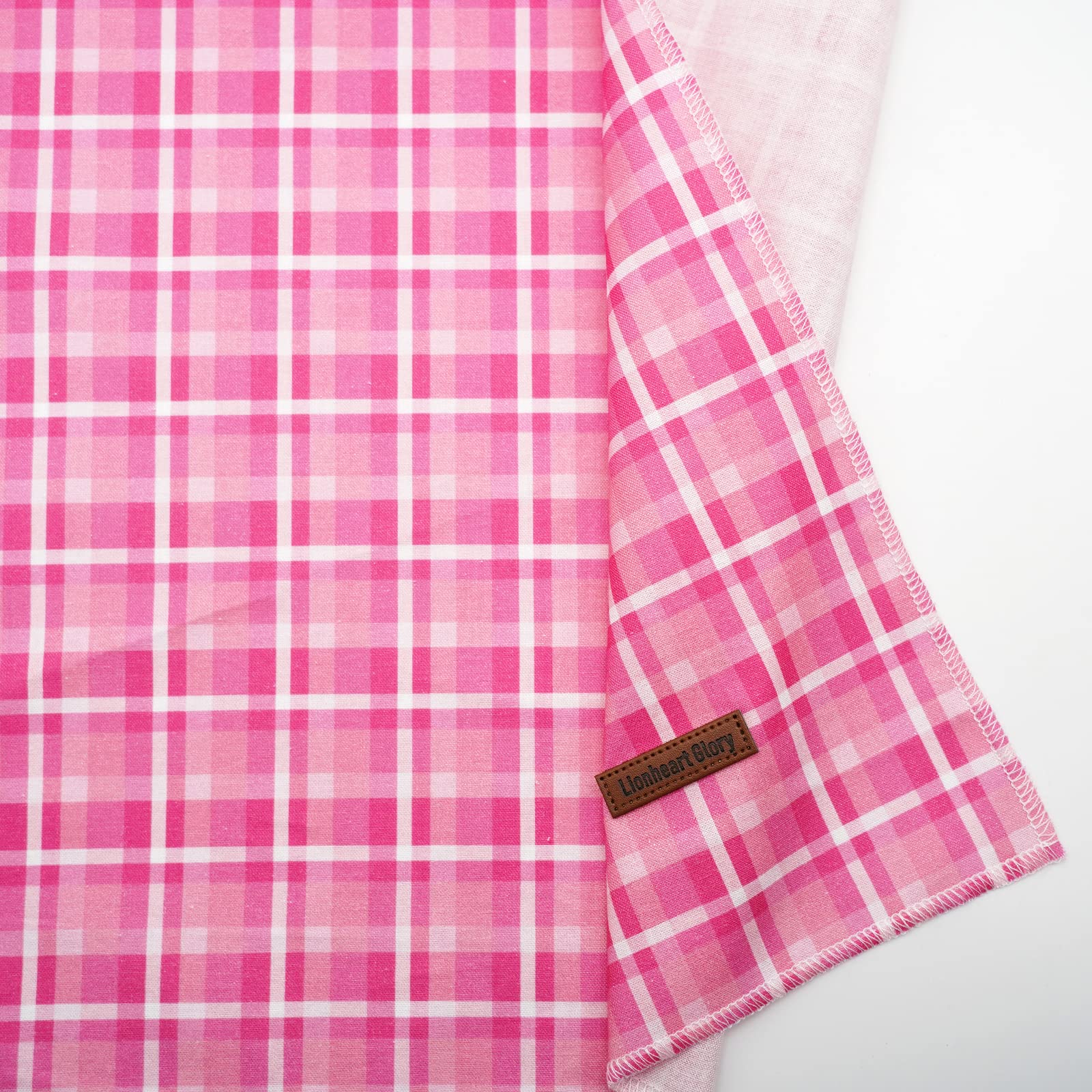 Lionheart Pink Plaid Dog Bandana - Washable Soft Dog Scarf, Square, Adjustable Bandana For Small Dogs