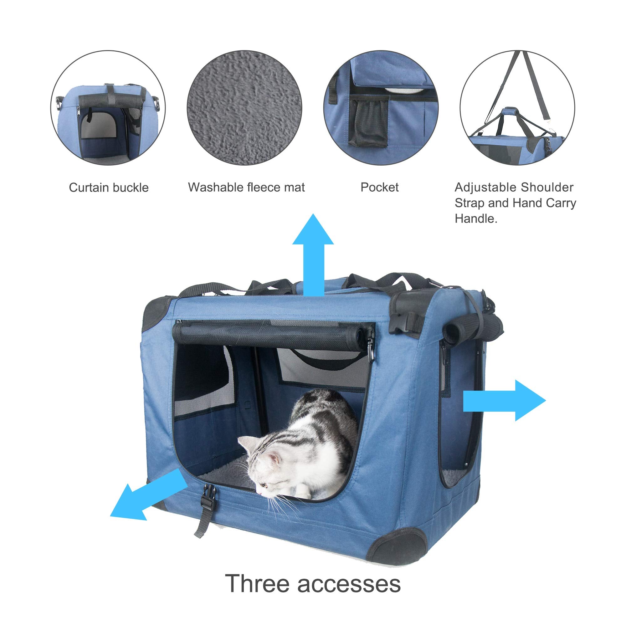Prutapet Large Cat Carrier 24'X16.5'X16.5' Portable Dog Crate For Small Medium Dogs Collapsible Traveling Pet Crate With Collapsible Bowl