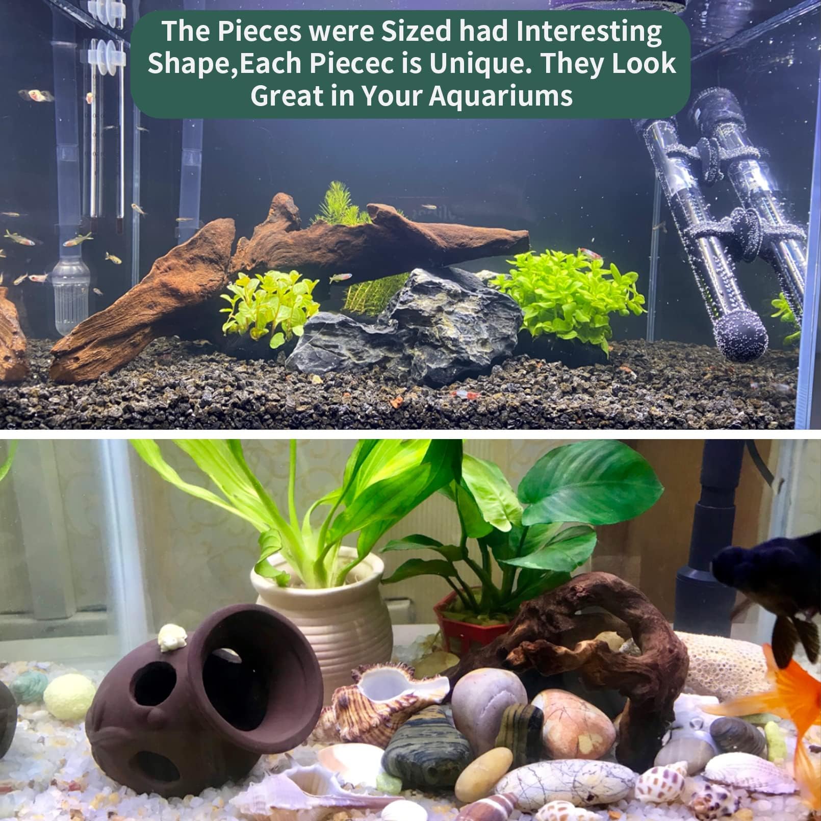 Hamiledyi 2 Pcs Large Driftwood for Aquarium 8-18 Inch Driftwood Branches Reptiles Aquarium Decoration Assorted Size Natural Hab