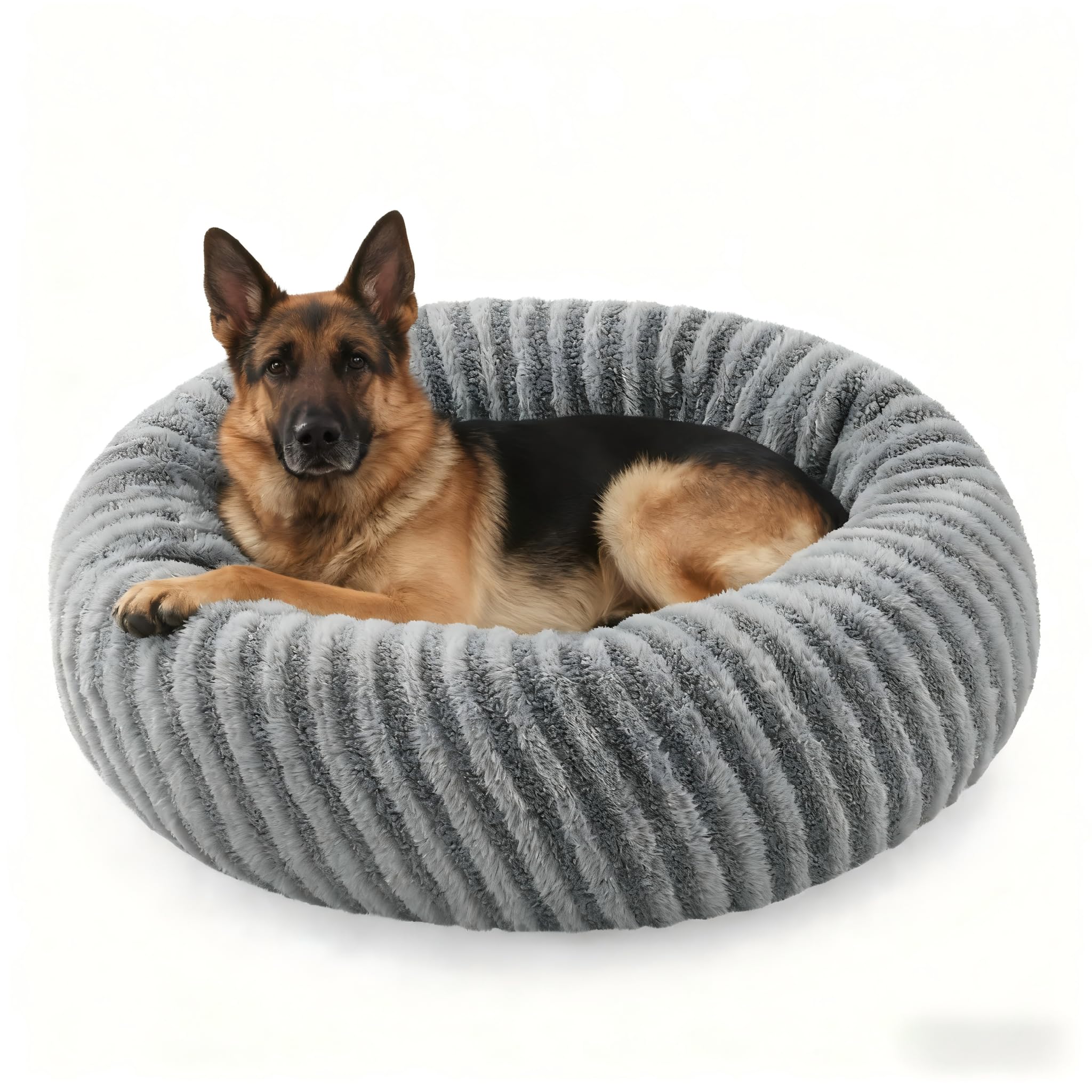 Pawk Donut Dog Bed LargeRound Dog Cat Bed with Waterproof Detachable Cover, Plush Doughnut Dog Bed with 20CM High Side for 40lb