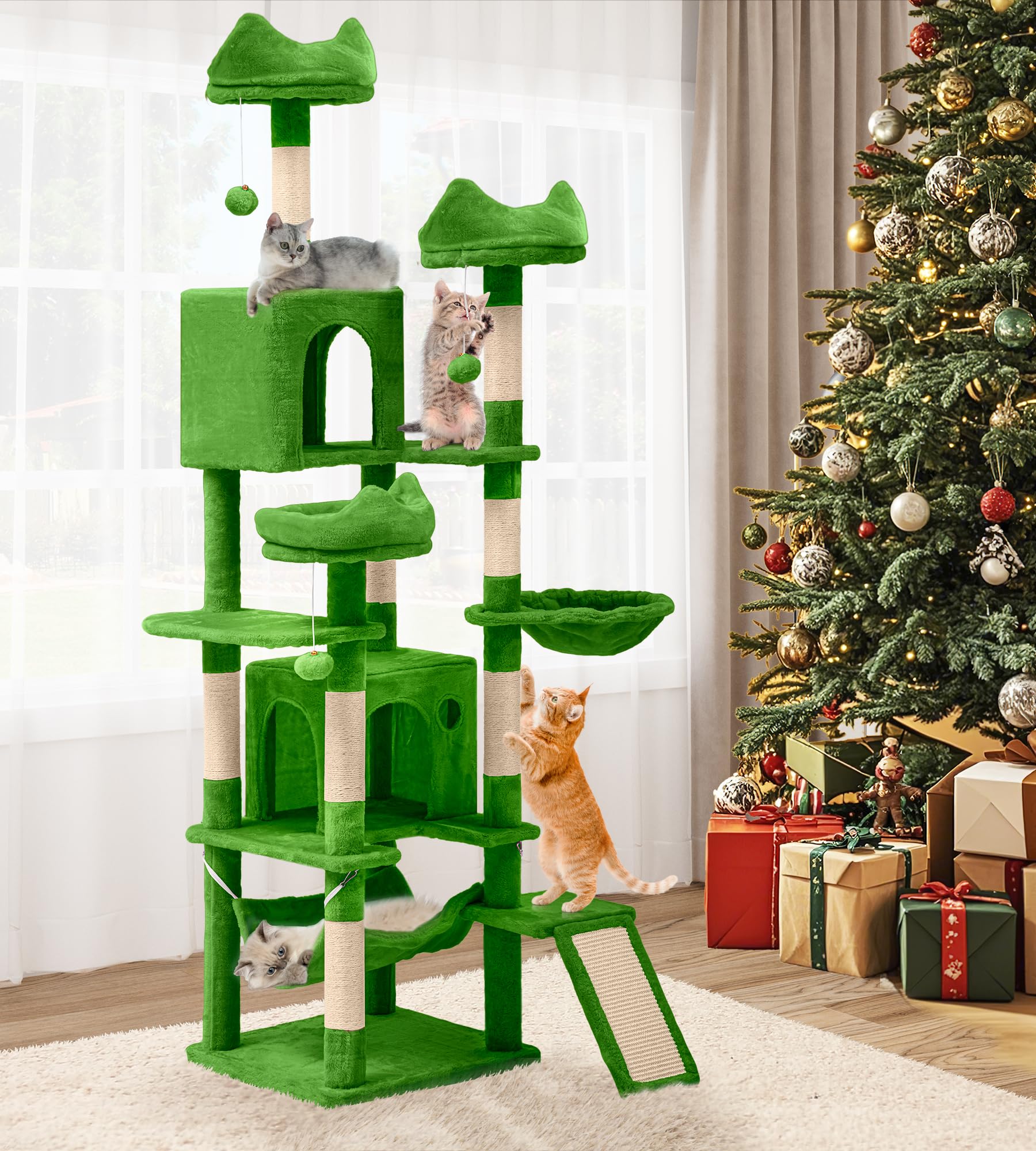 YITAHOME Tall Cat Tree Tower for Indoor Cats, 75in Multi-Level Cat Climbing Tower with Cat Condos, Top Perches, Hammock, Sisal S
