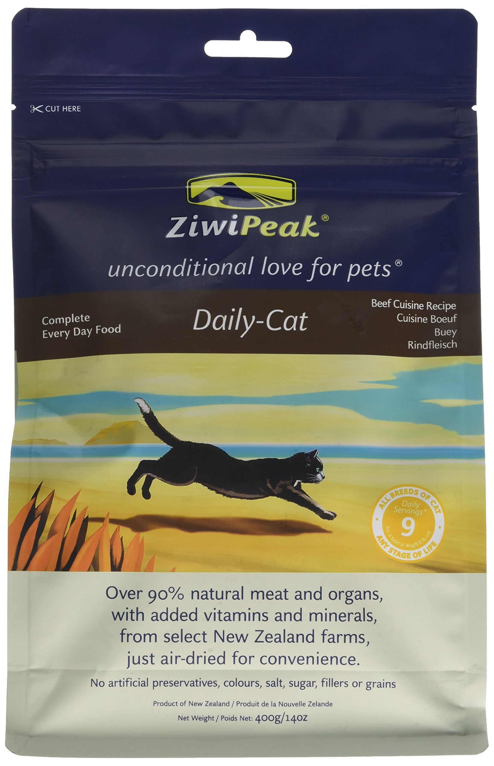 ZIWI Peak Air-Dried Cat Food - Beef - All Natural, High Protein, Grain Free, Limited Ingredient w/ Superfoods (14oz)