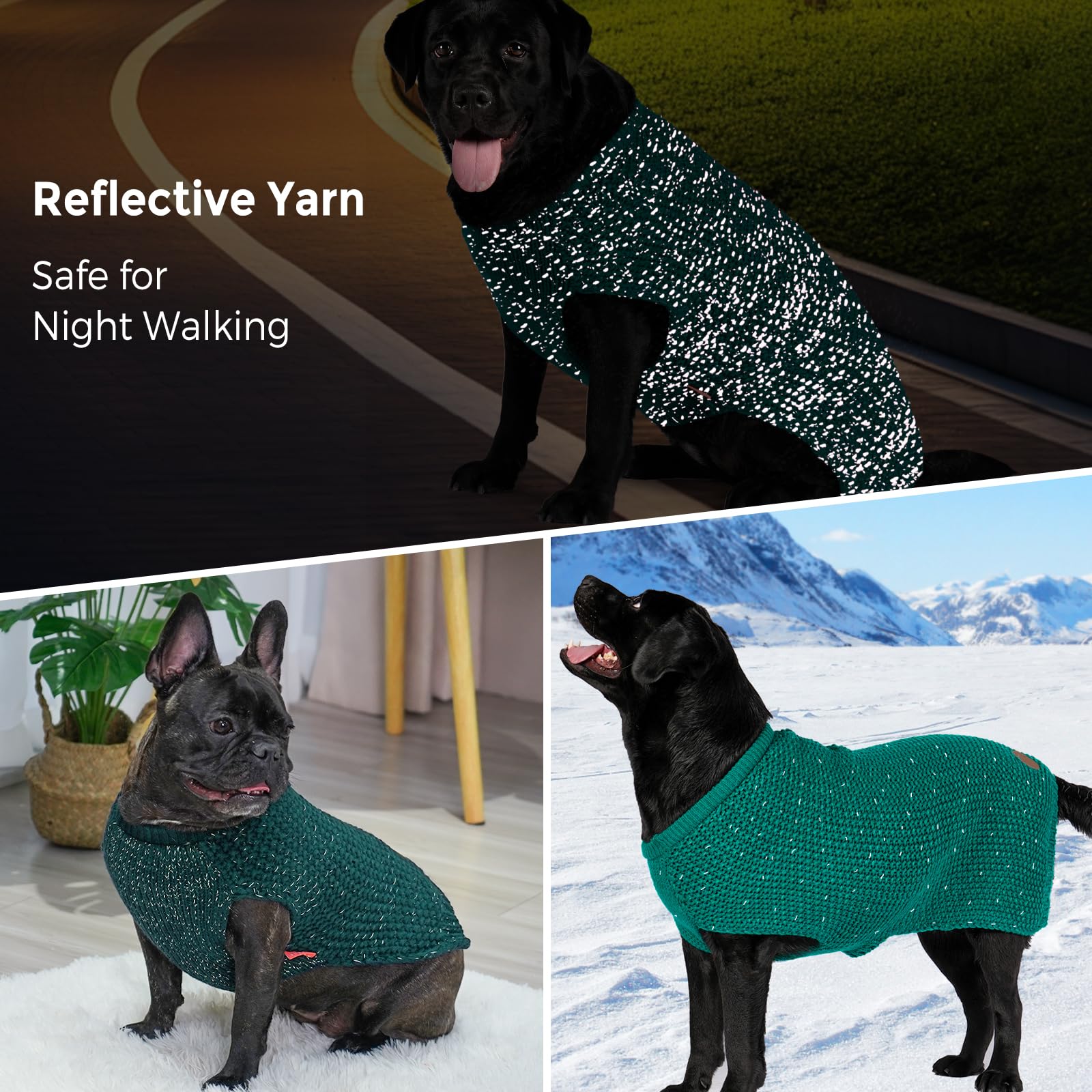 Kyeese Dog Sweater Christmas Warm Dog Sweater Medium Size Dog Stretchy Dog Clothes Medium Dog Sweater With Reflective Yarn Pullo