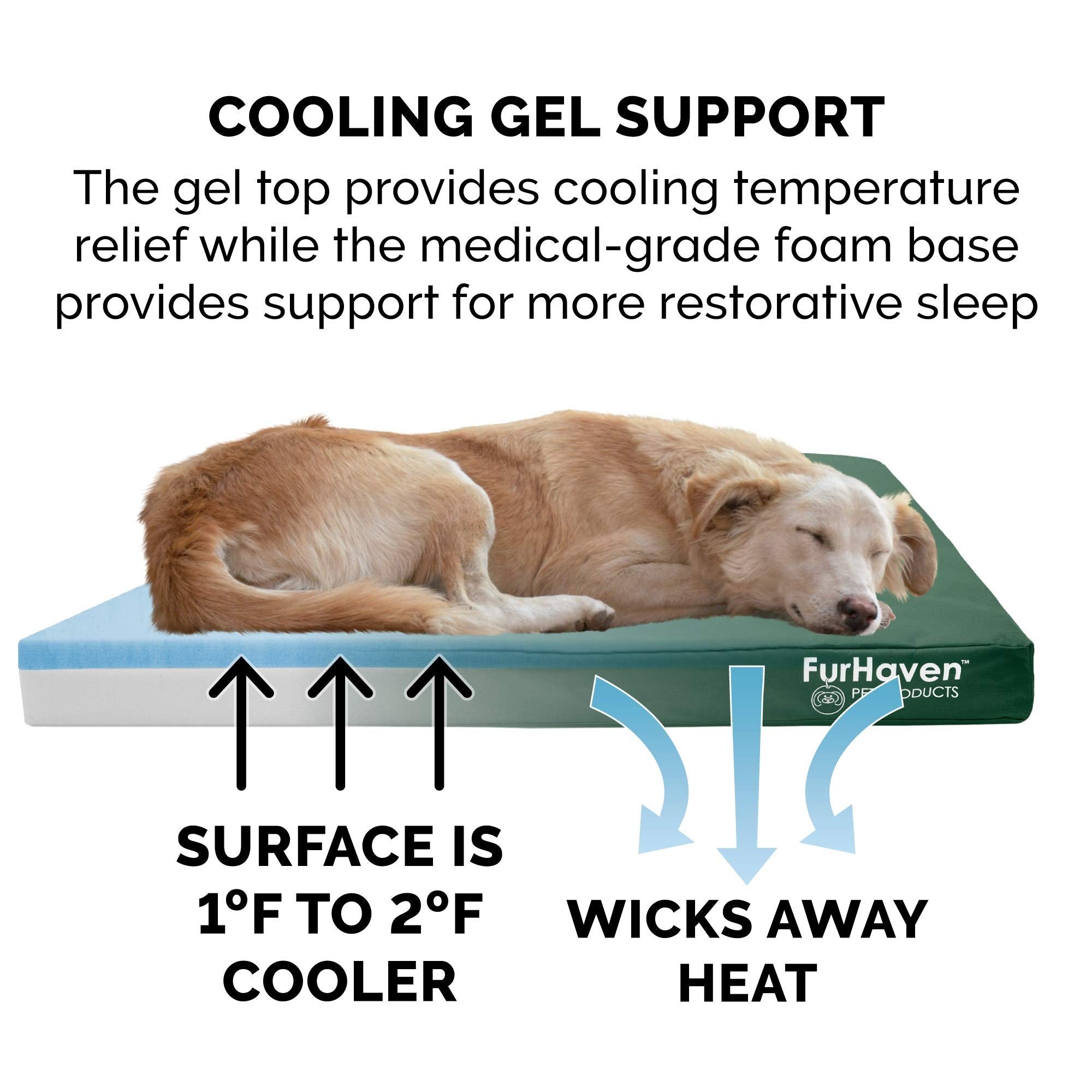 Furhaven Water-Resistant Cooling Gel Dog Bed for Large Dogs w/ Removable Washable Cover, For Dogs Up to 125 lbs - Indoor/Outdoor