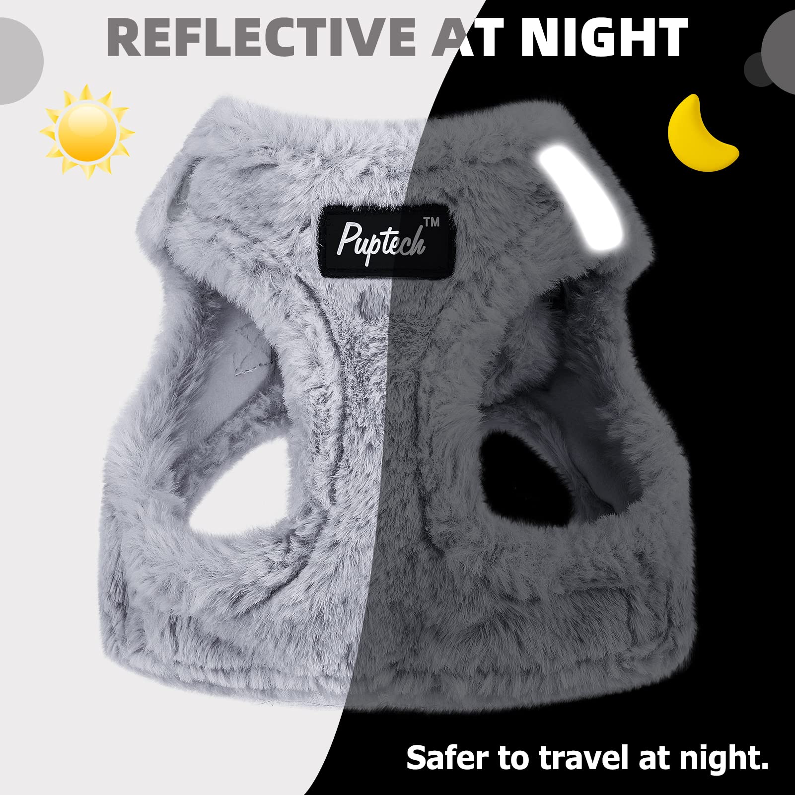 Pupteck Adjustable Pet Harness Collar And Leash Set Step In For Small Dogs Puppy And Cats Outdoor Training And Running, Soft Mesh Padded Reflective Vest Harness