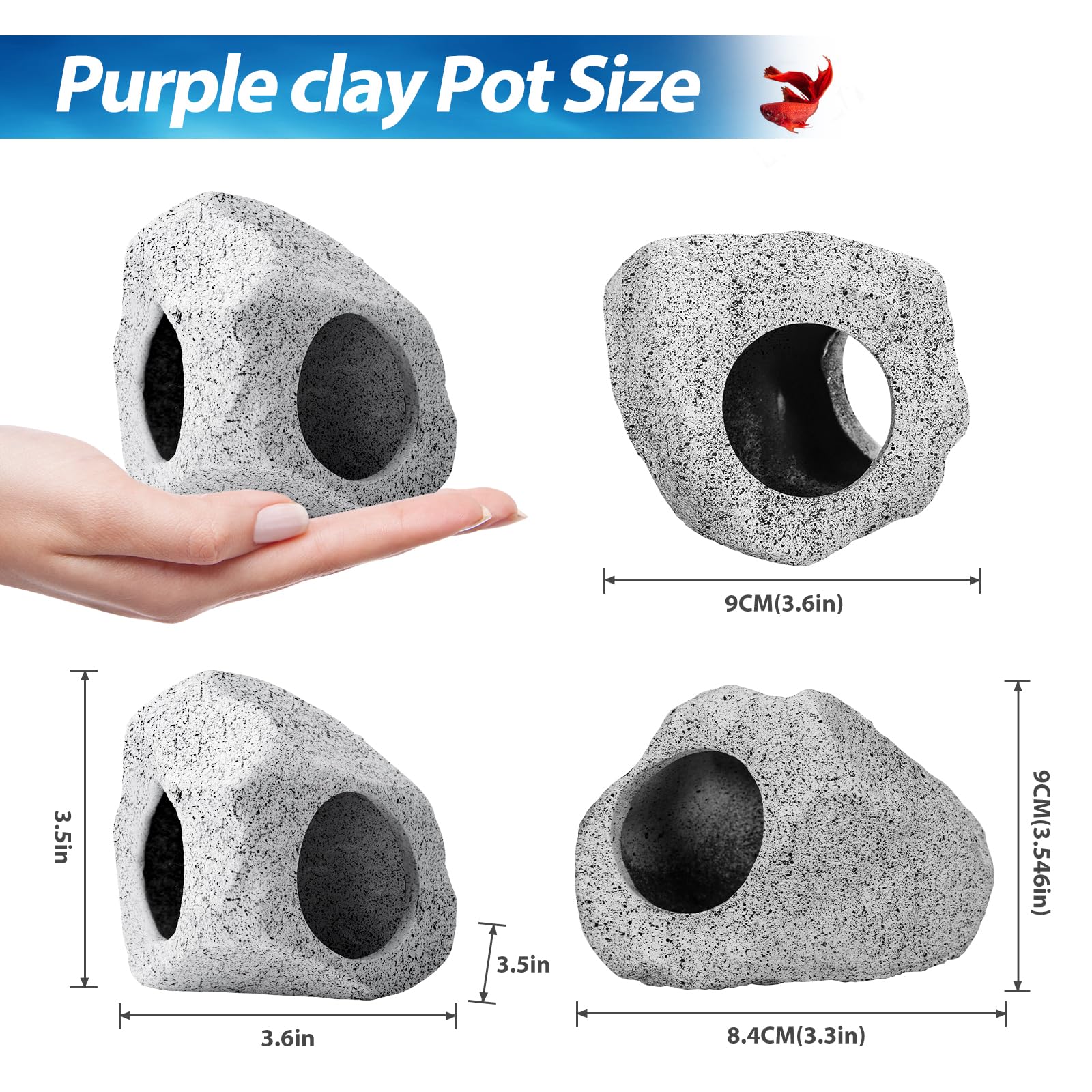 Cousduobe 10Pcs Aquarium Hideaway Rock Cave Fish Tank Decorations Quarium,Betta Toys Hideout Stones House,Safe And Non-Toxic Cer