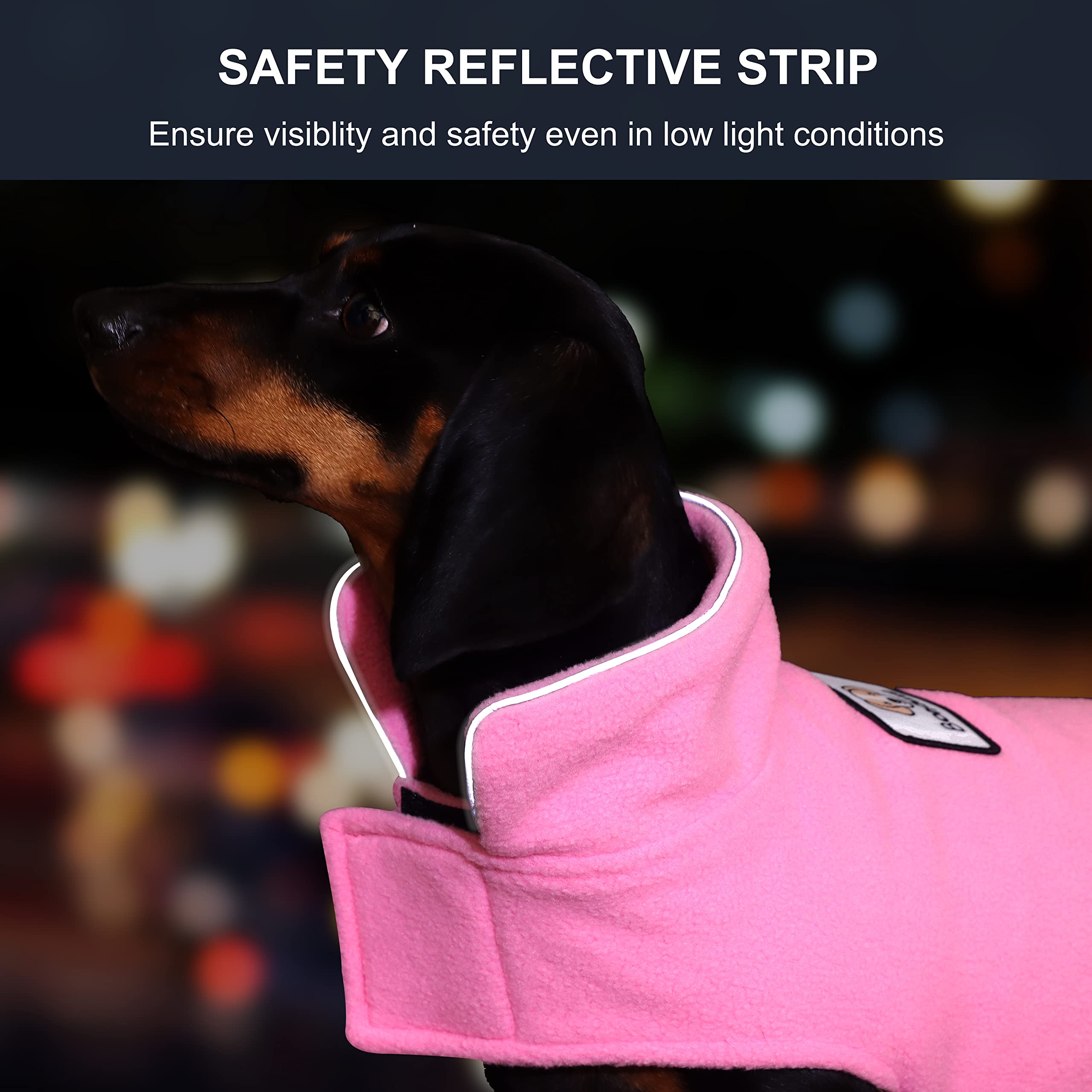 Fleece Dog Coat Winter Pet Jacket Reflective For Cold Weather For Large Medium Small Dogs(Pink,S)