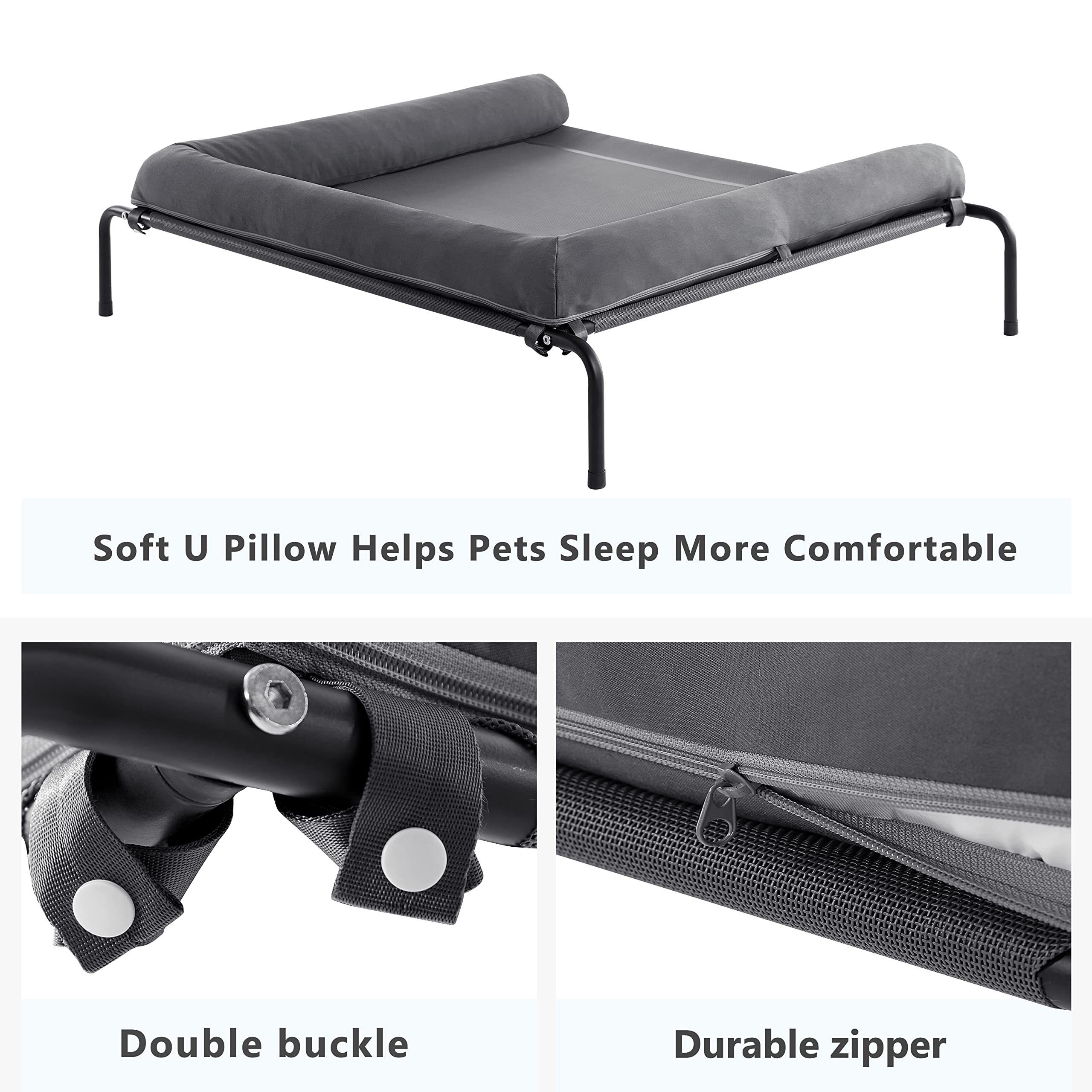 Western Home Cooling Elevated Dog Bed For Large Dogs, Outdoor Raised Dog Bed Portable Dog Cot Bed With Breathable Mesh, Chew Pro