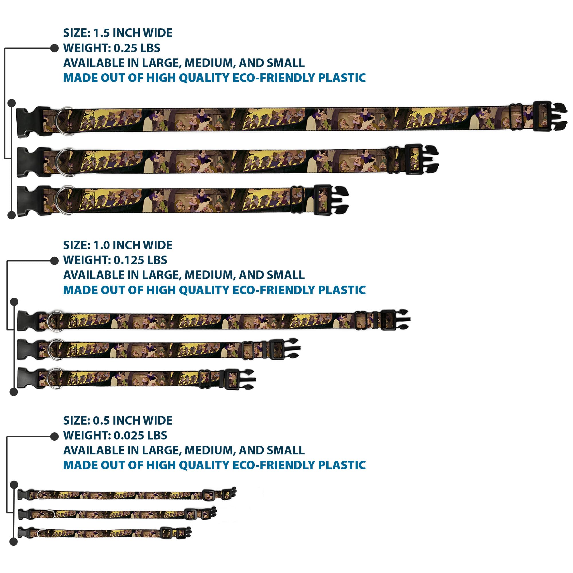 Buckle-Down Snow White & The Seven Dwarfs Scenes Plastic Clip Collar, Narrow Large/9-15''