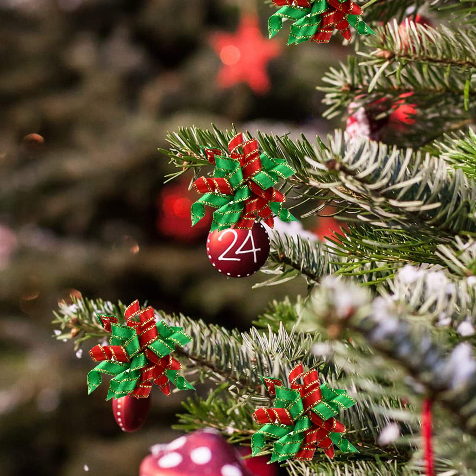 Tongcloud 20 Pcs Pet Dog Cat Hair Bows For Xmas Dog Puppy Cat Christmas Hair Bows Hair Accessories With Rubber Bands