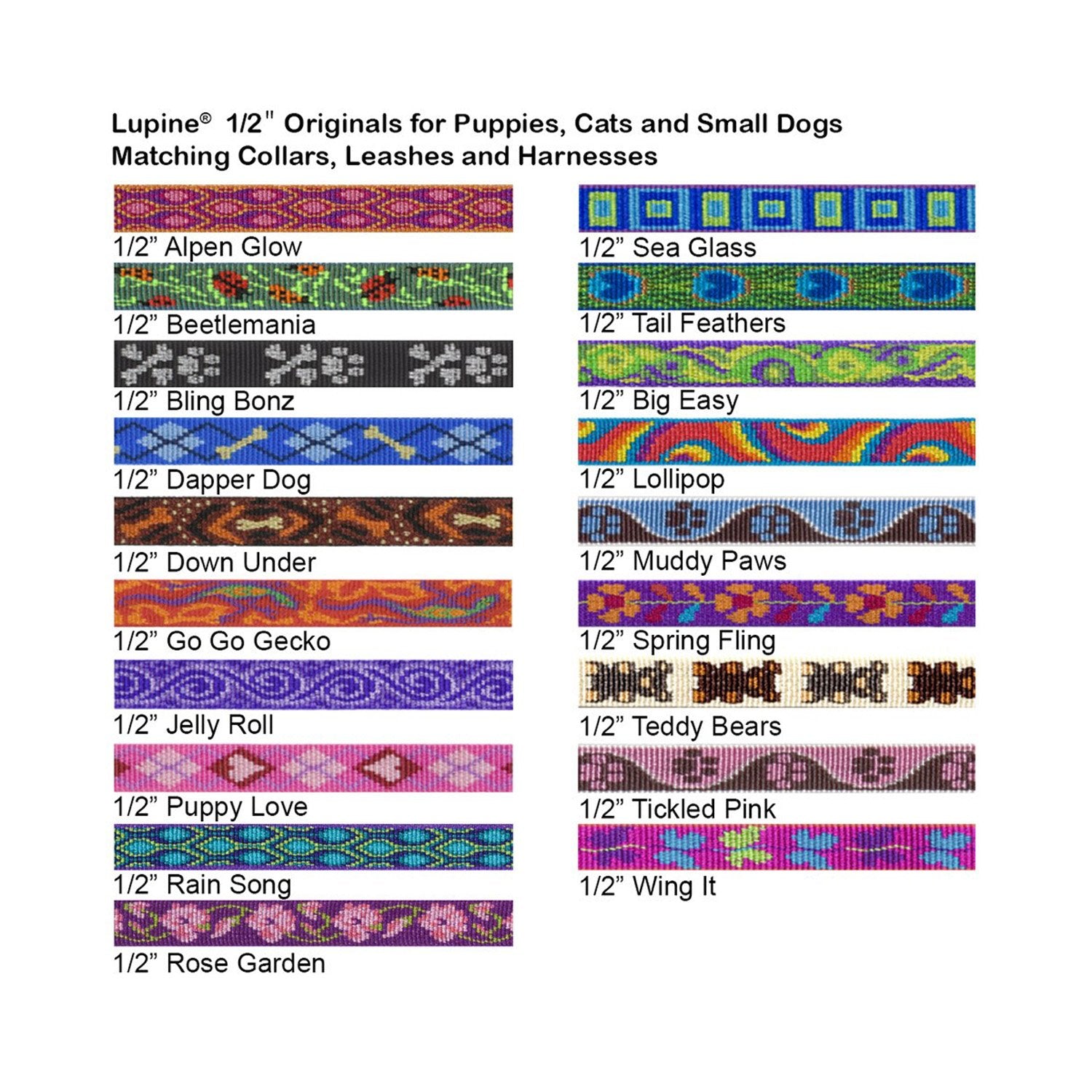 Lupinepet Originals 1/2' Rose Garden 9-14' H-Style Harness For Small Pets