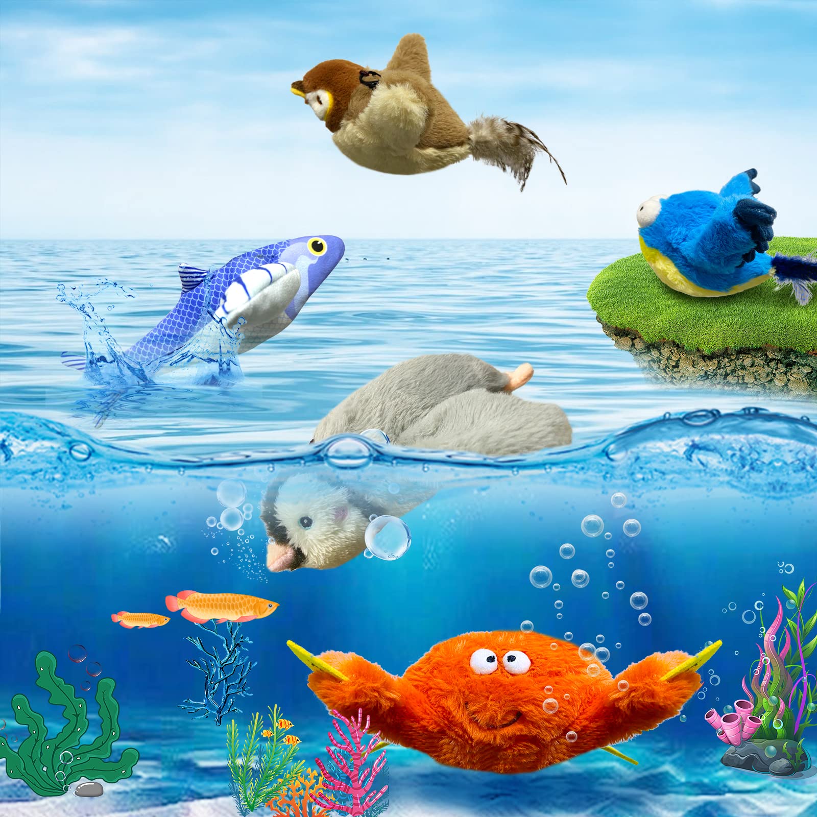 Kreizygo Cat Toys, Flapping Wings Sparrow Catnip Toys, Vivid Chirping, Simulation Bird Interactive Cat Toy For Kitten Kitty Exercise, Fluffy Plush Dog Toys, Touch Activated, Rechargeable