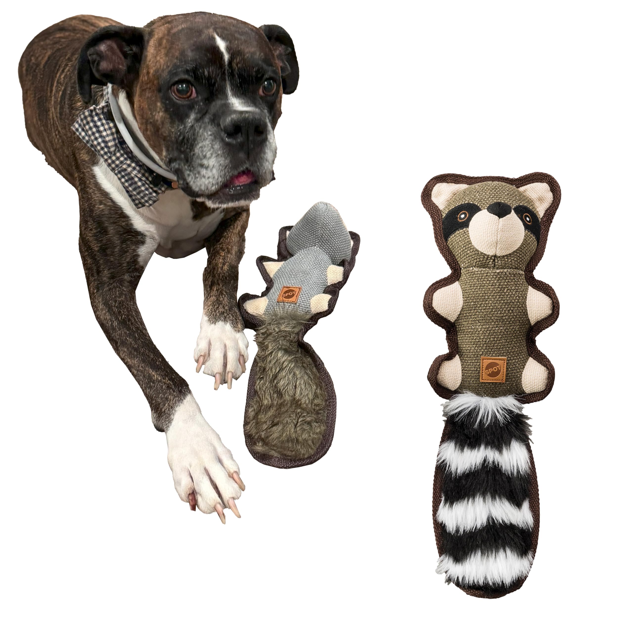 Spot Dura-Fused Hemp Friends - Dog Toy Made With Hemp Material, Fused With Tricot For Durablity, With Furry Plush Tail And Squeaker, Great For Light To Moderate Chewers - 18' Assorted Styles, 1 Piece