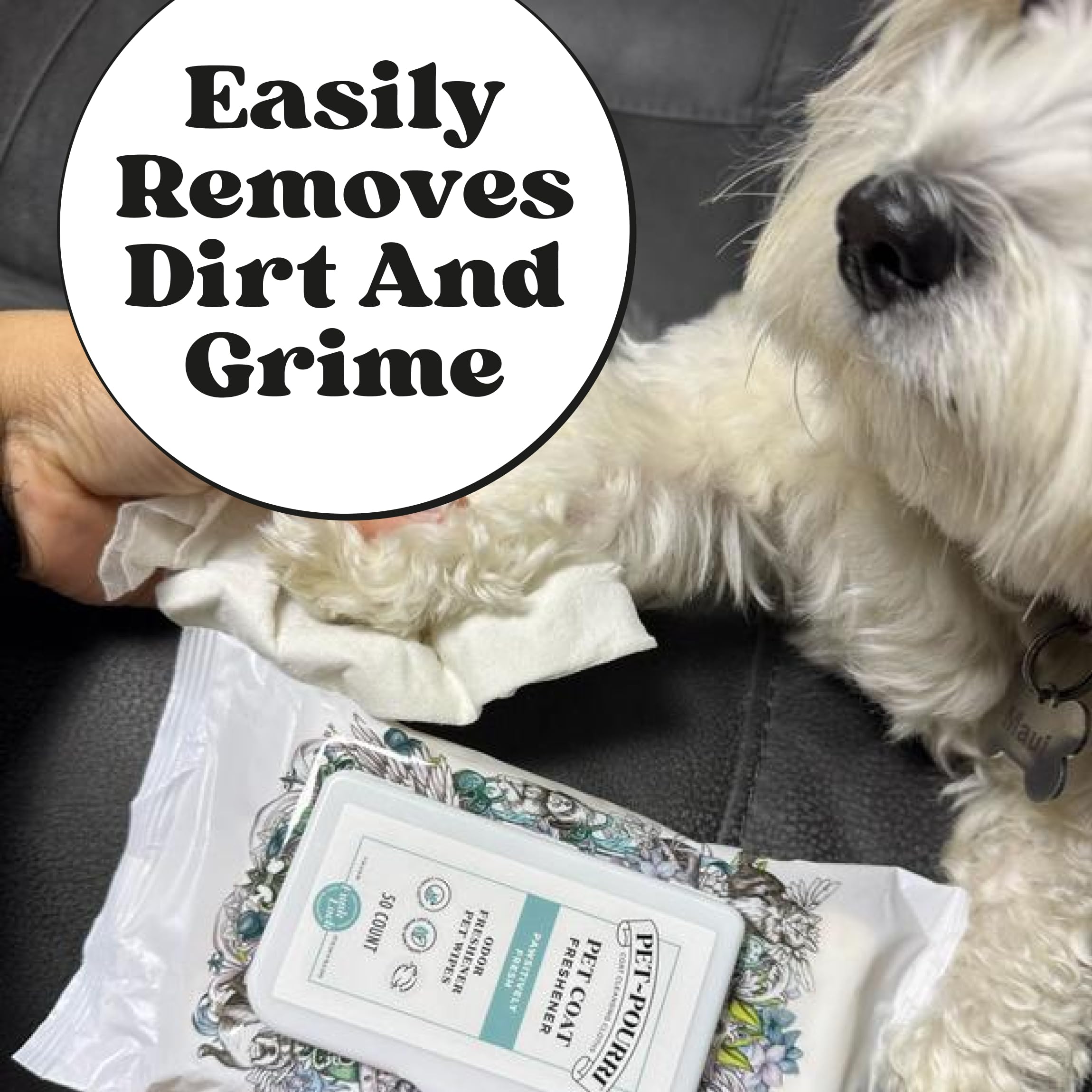 Pet-Pourri Pawsitively Fresh Deodorizing Pet Wipes - Quick Cleaning Wipes For Dogs & Cats - Plant Based Ingredients - Vet Recomm