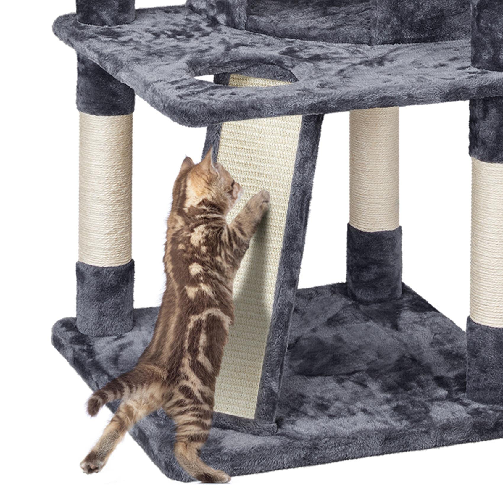 Yaheetech 68.5In Multi-Level Cat Tree Large Cat Condo With Sisal-Covered Platforms Scratching Board & Scratching Posts, Cozy Perches, Stable Cat Tower Cat Condo Pet Play House, Dark Gray